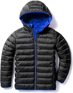 Boy's Ascent Packable Hooded Puffer Jacket, Lightweight Water-Resistant Winter Coat, Zip Up Hoodie Jacket Coat