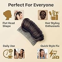 Vista 3 de 1 pieza de moño para el cabello para mujer, clip invisible para el cabello, base de volumen, esponjoso, almohadilla de pelo de princesa, accesorios