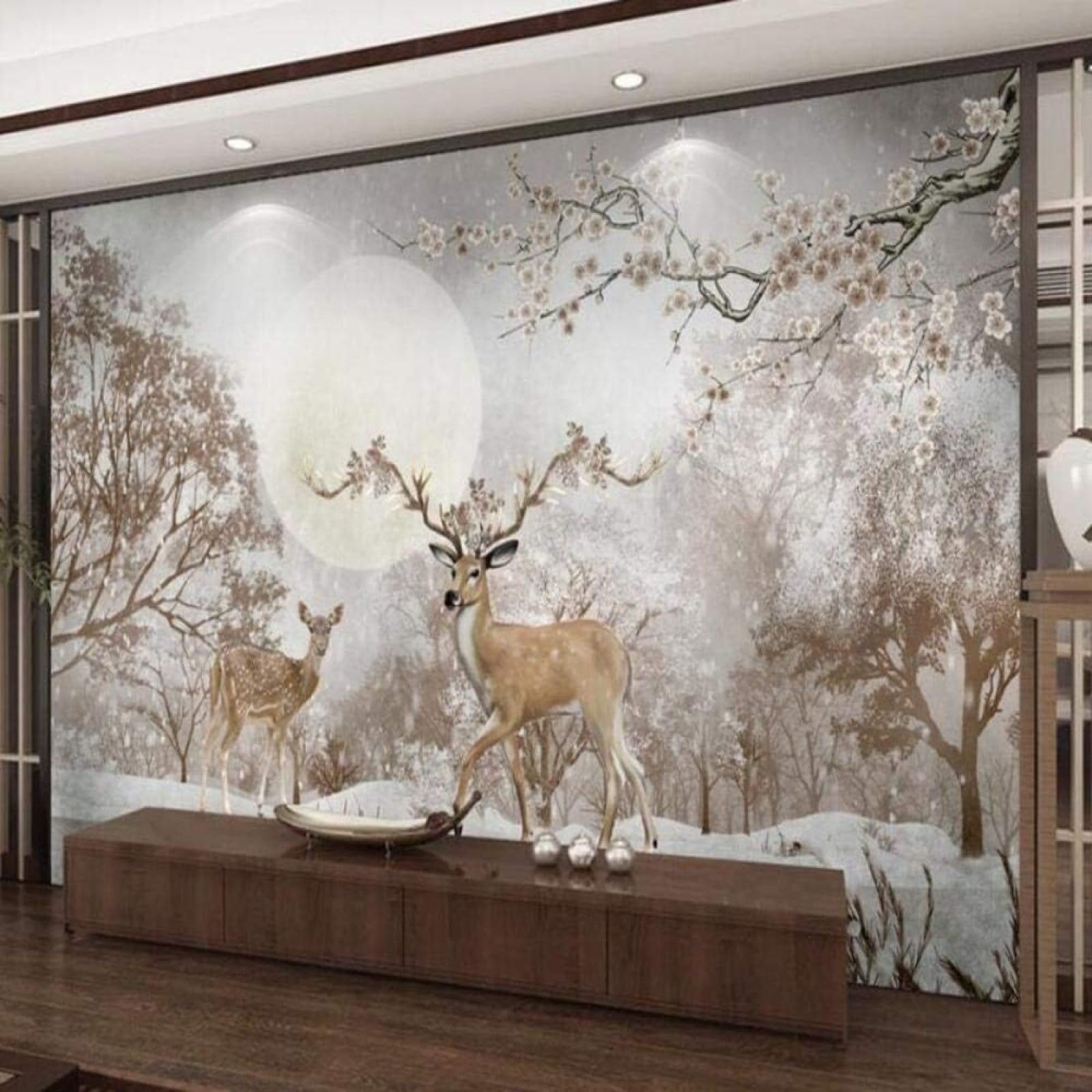 Papel pintado premium textura seda con diseño de arte retro dibujado a mano para comedor de lujo
