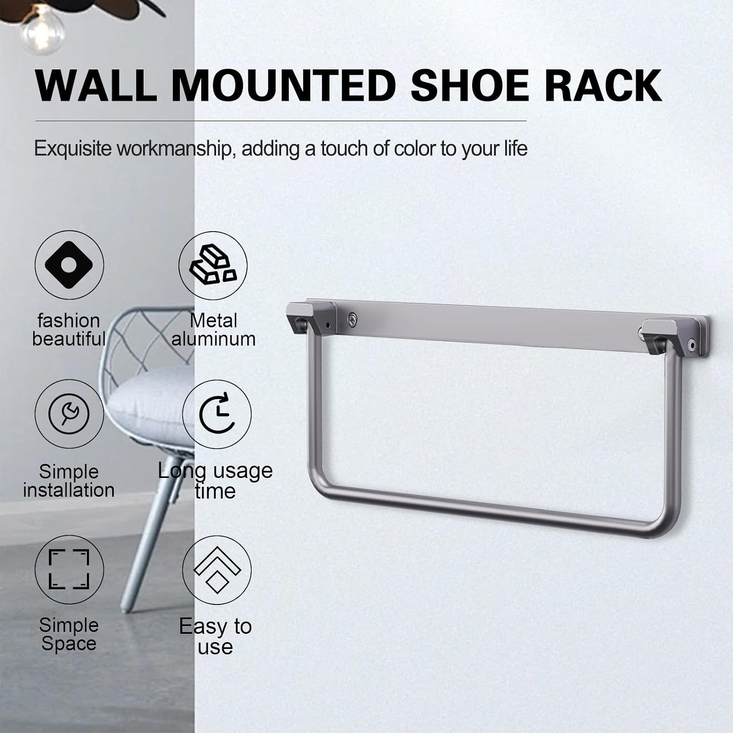 SKTYANTS 12 Inch Wall Mounted RV Shoe Rack Foldable Aluminum Shelf Camper Trailer Shoe Holder Organizer with Screws Accessories (2 Pack) image 3