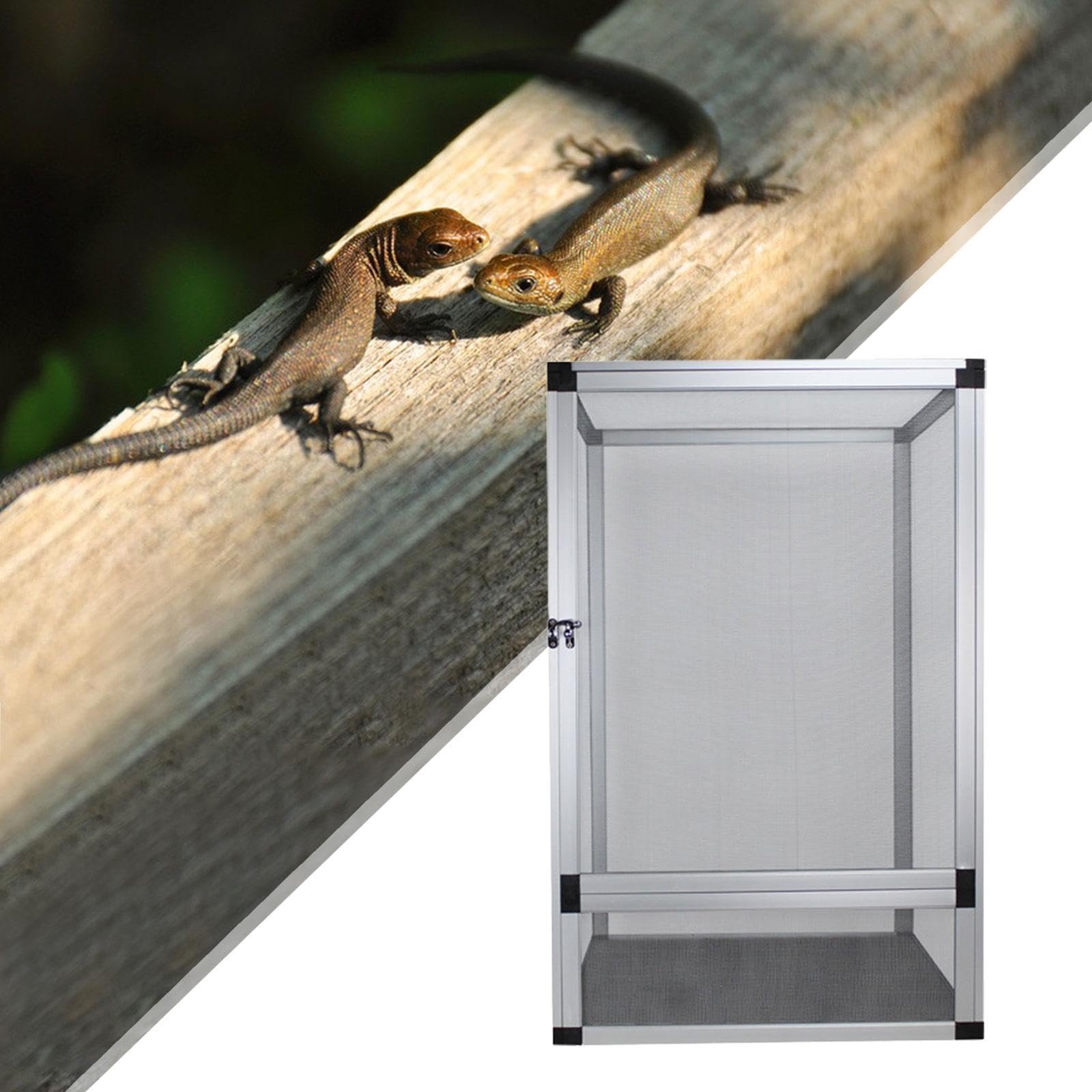 Baoblaze Jaula para Reptiles Terrario Ventilado Hábitat Multifuncional Recinto para Mascotas Observación de 360° para Camaleón Serpiente Dragón, Plata