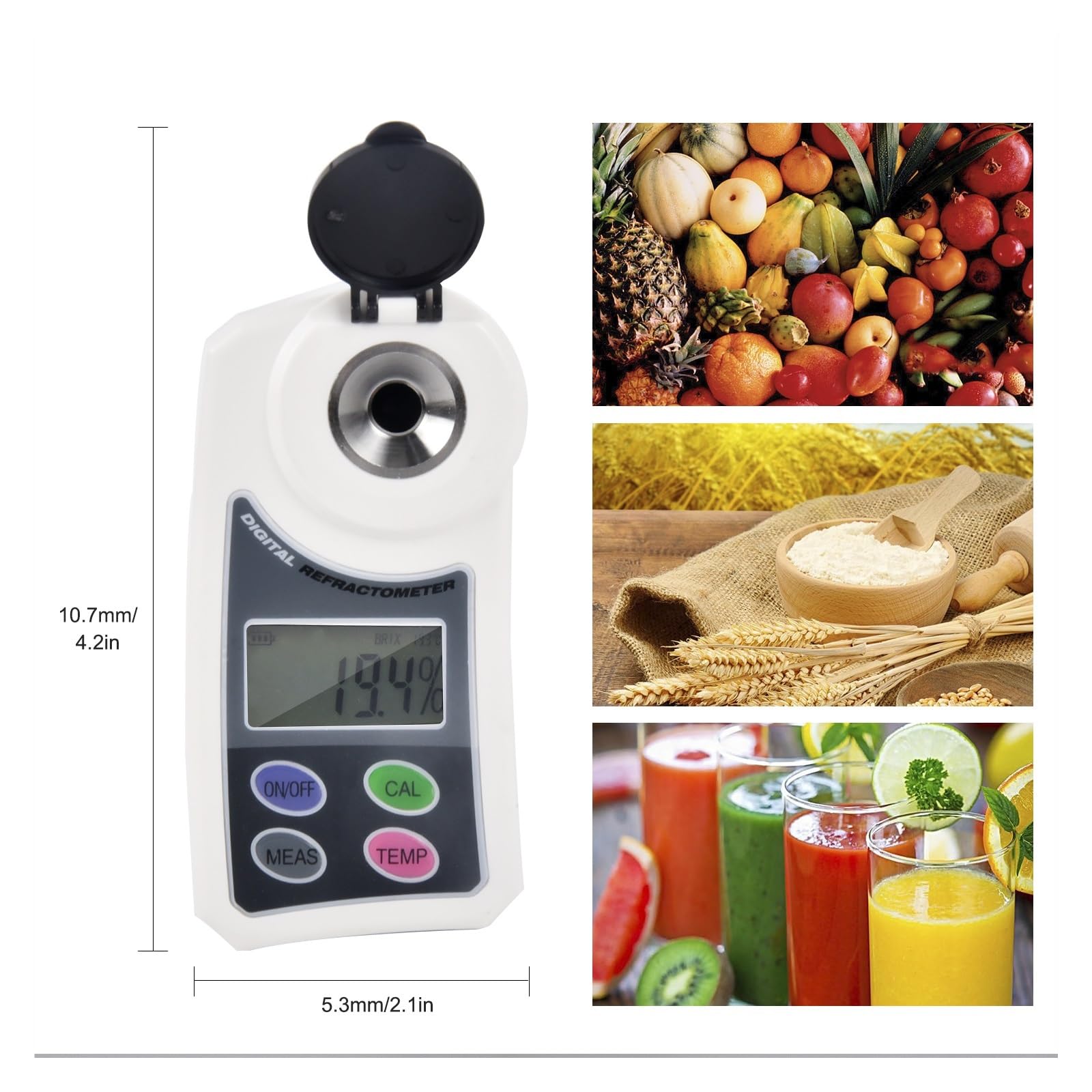 Probador de azúcar digital Refractómetro electrónico Digital de azúcar, medidor de dulzura portátil, medición de sacarímetro for cultivos de frutas y agua Pruebas en el lugar de atención