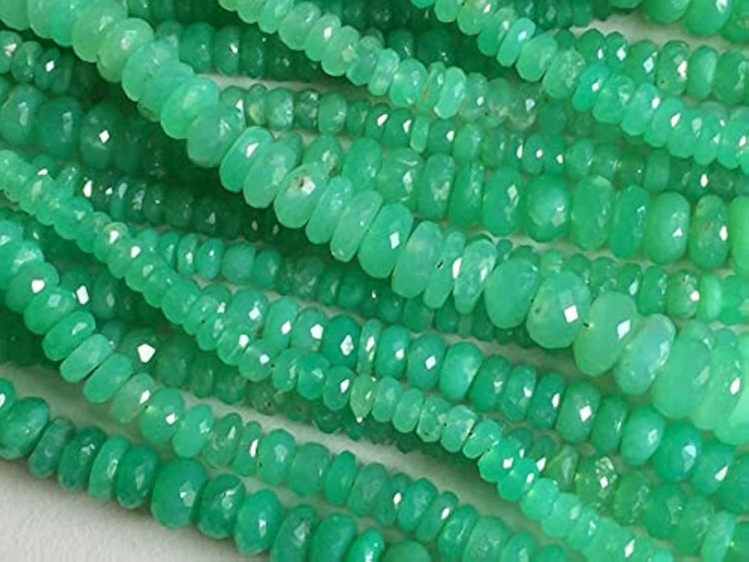 Chrysoprase micro facettée pour création de collier en perles rondelles naturelles