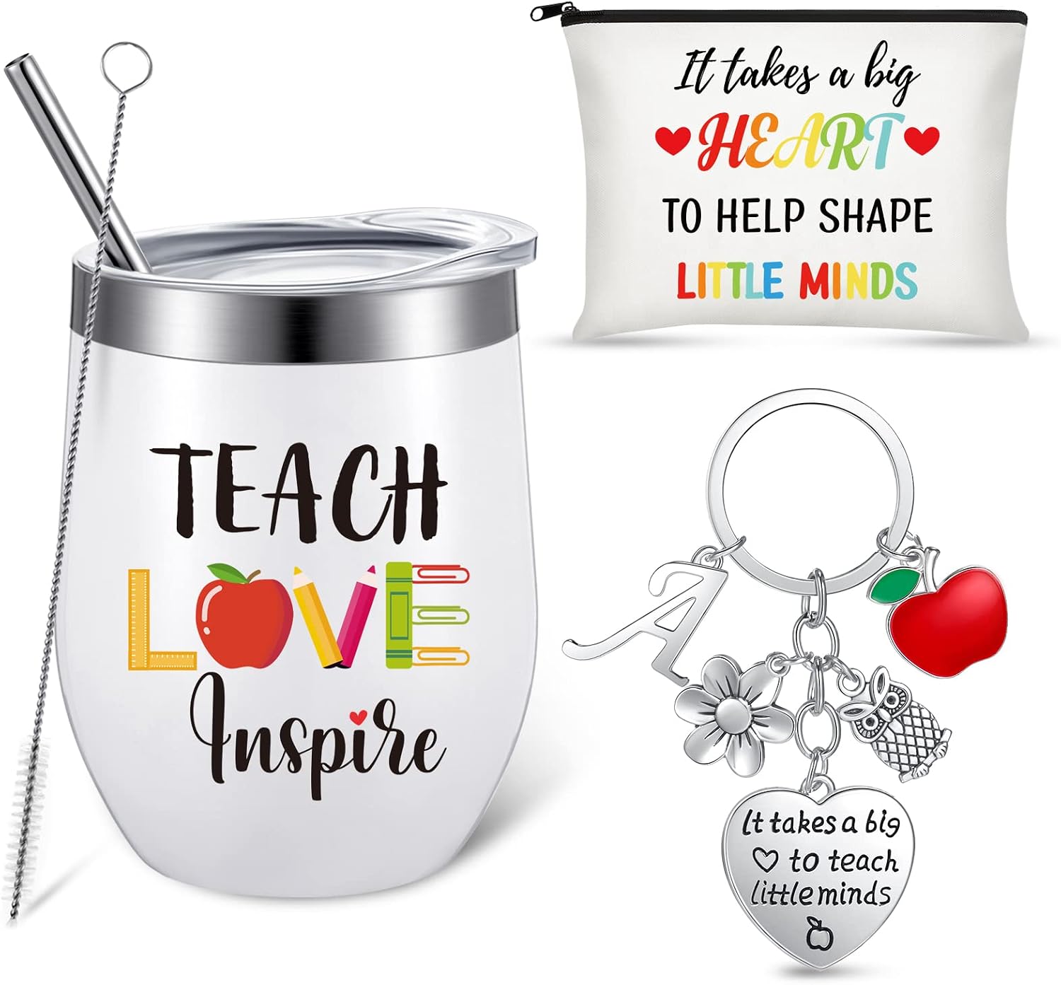Amazon.com | 3 Pieces Teacher Appreciation Gift 12 oz Teach Love ...