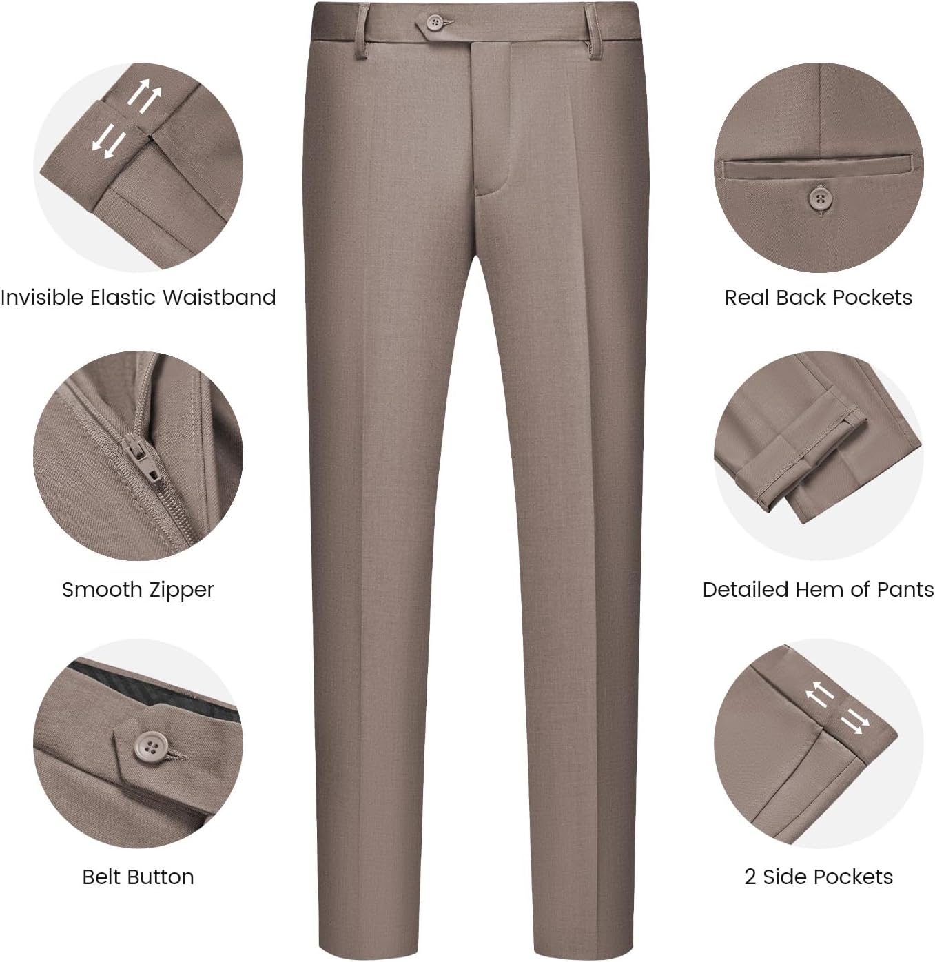 WULFUL Men’s Slim Fit Suit One Button 3-Piece Blazer Dress Business Wedding... - Picture 184 of 257