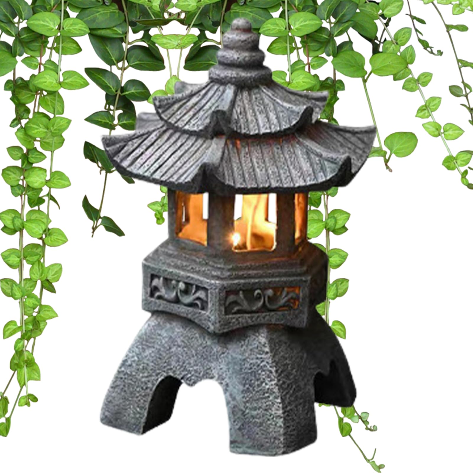 Linterna de Pagoda Estatua Jardín Pagoda Japonesa Piedra Linterna Japonesa Jardín Al Aire Libre Lámparas Solares Decorativas Para Decoraciones Patio