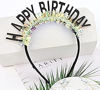 Vista 8 de CIEHER Diadema de corona de cumpleaños para mujeres y niñas, tiara con decoraciones - negro