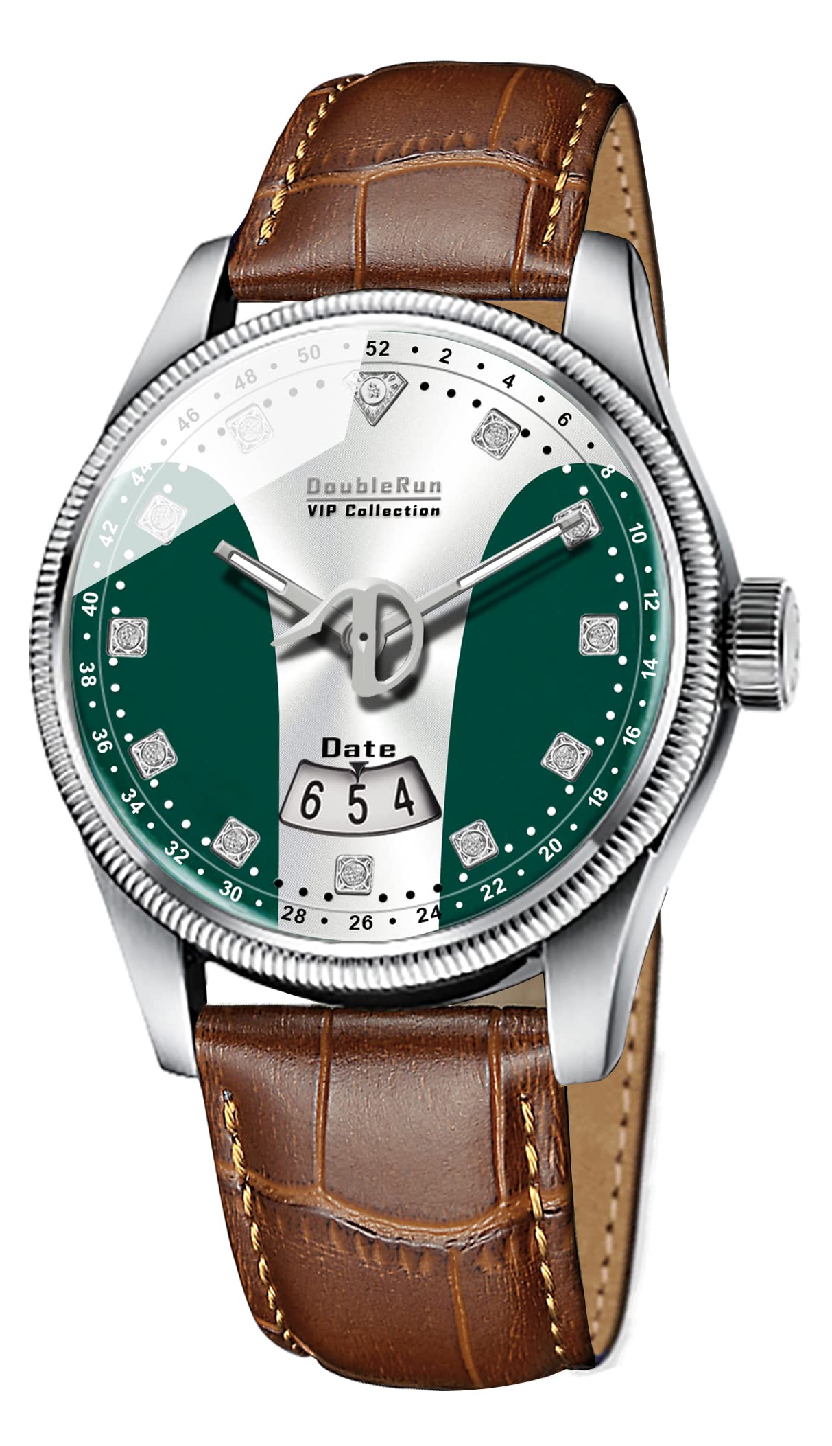 DOUBLERUN 11022_3D Glass Date Display Two Tone EDial Leather Belt Analog Watch - for Men (B0BVBJPS6F) Amazon Price History, Amazon Price Tracker