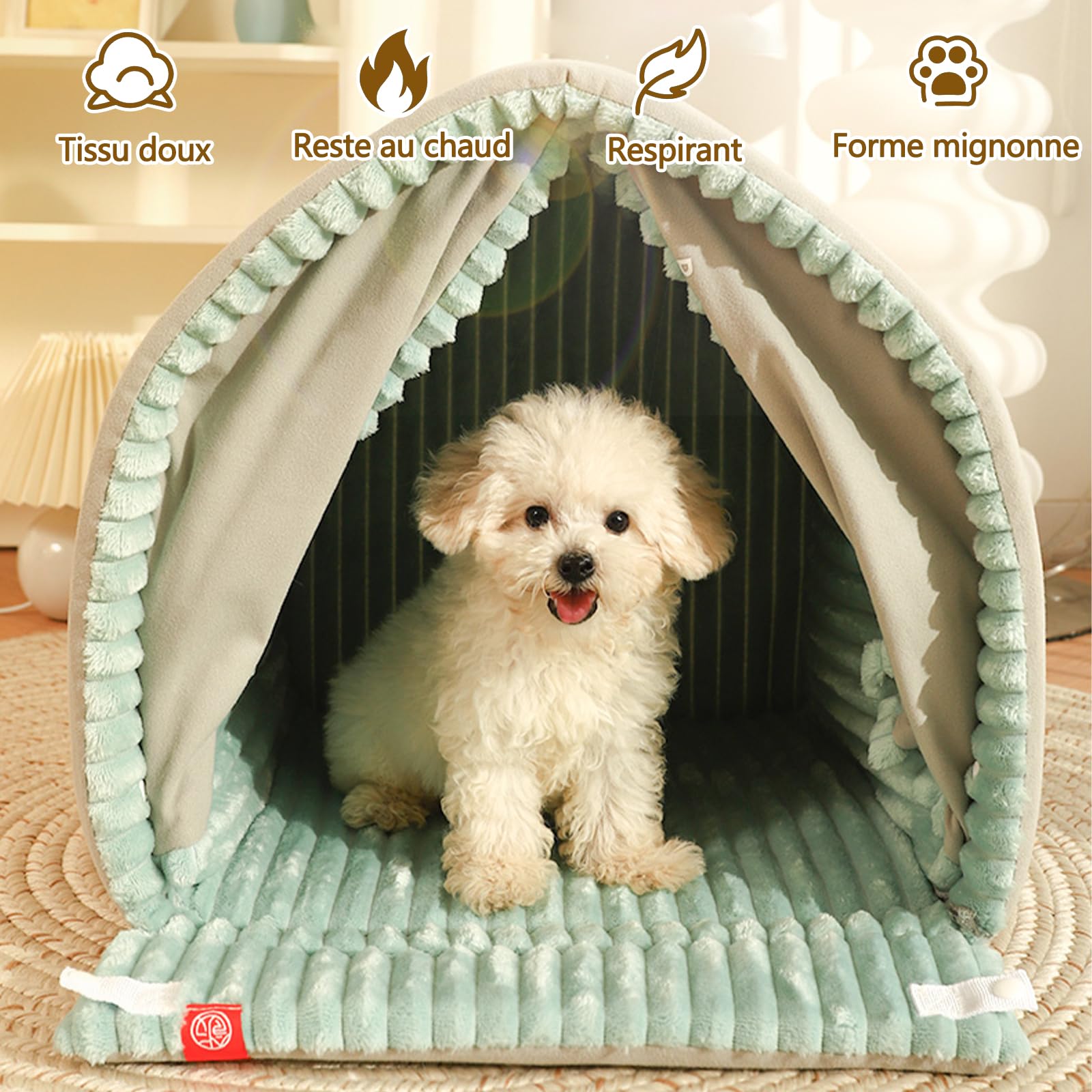 Galatée Lit-Grotte pour Chat, Maisonnette Mignonne pour Chat, Cachette Pliable pour Animaux De Compagnie, Tente Douce Et Chaude pour Animaux, Tente d'hiver Chaude pour Chien(M)