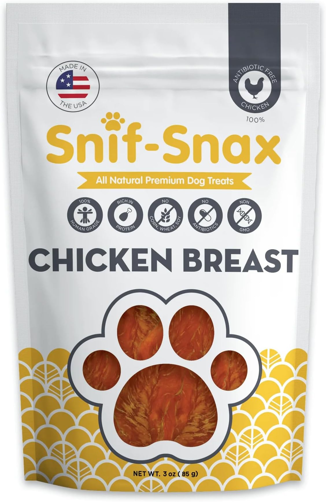 Smoked Chicken Breast Dog Treats (4oz) – All Natural Human Grade Jerky – Grain Free Training Treats for Dogs – Single Ingredient, Healthy Chicken Strips for Small, Medium & Large Dogs