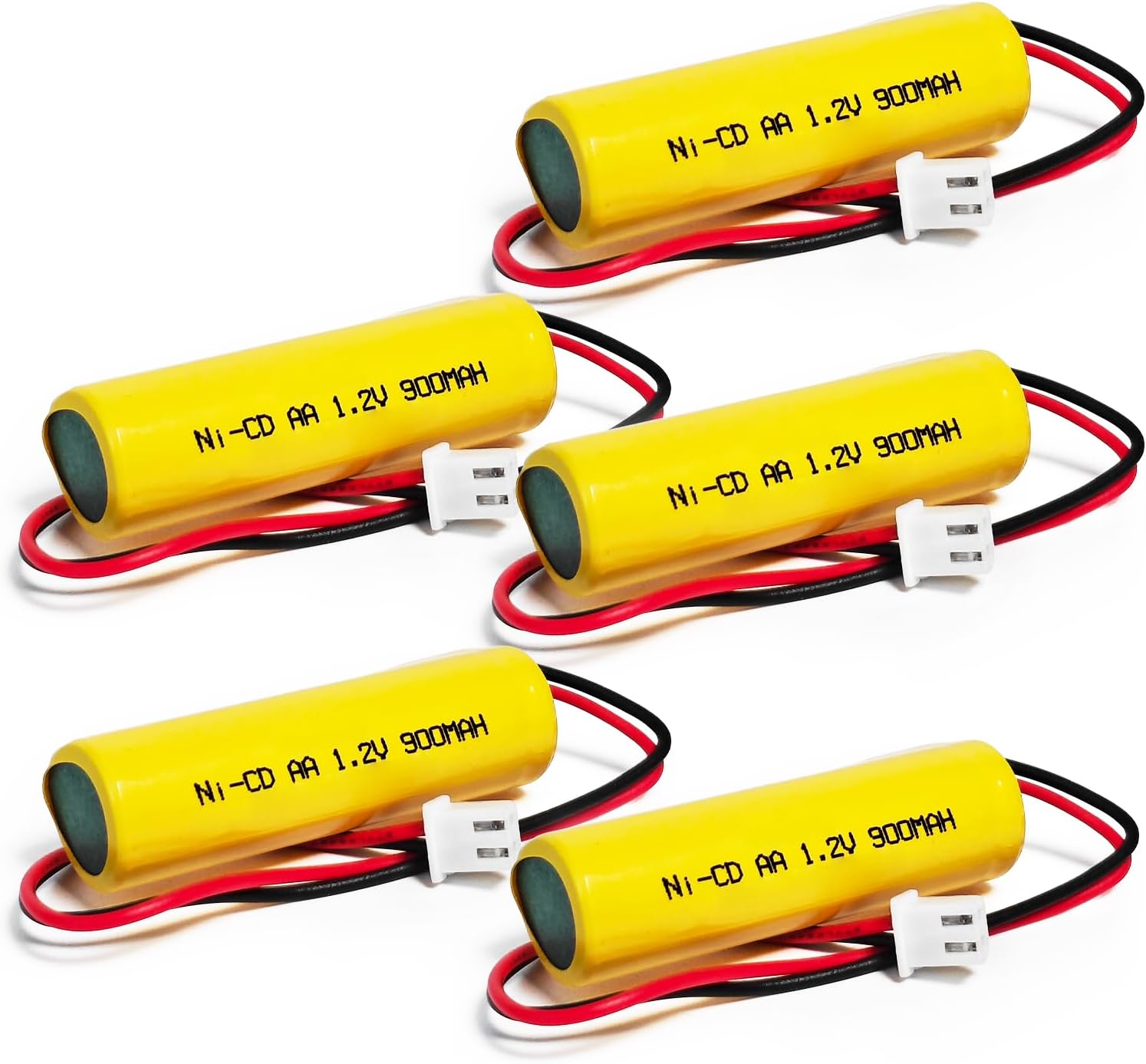 5-Pack 1.2V 900mAh Ni-CD AA Exit Sign Emergency Light Battery Compatible with Unitech AA900mAh, OSA268, ELB CS01, Lithonia EXR LED EL M6 & More