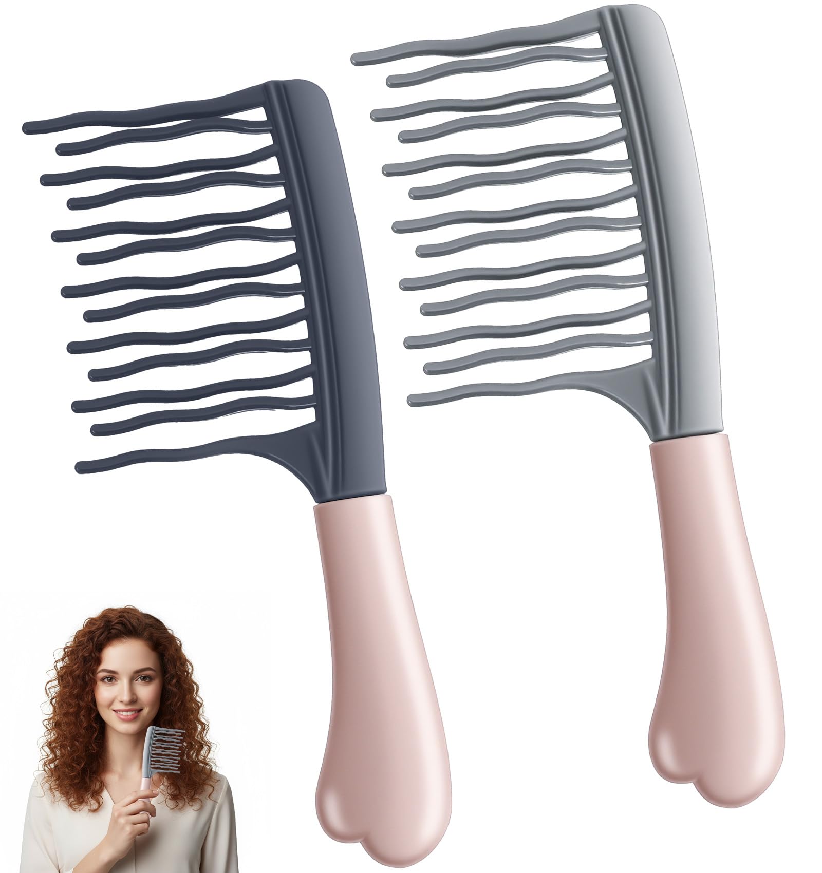 2 Pack Comb for Curly Hair, Curly Hair Comb with Double-Layer