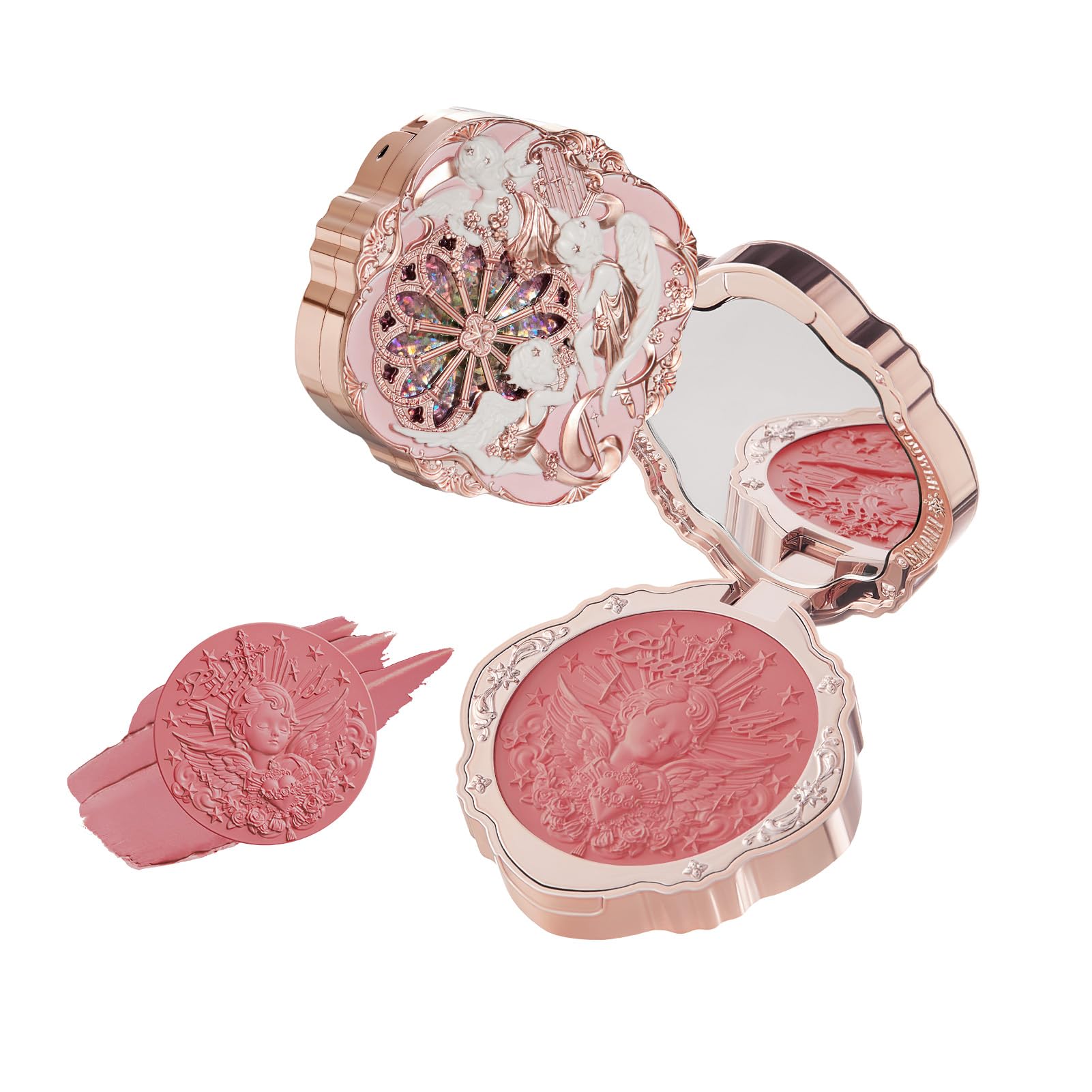 Flower Knows Little Angel Cream Blush,Warm Pink Hydrating Blush for Cheeks,Buildable & Blendable Dewy Face Makeup,Soft Long-Lasting Cute Make Up for