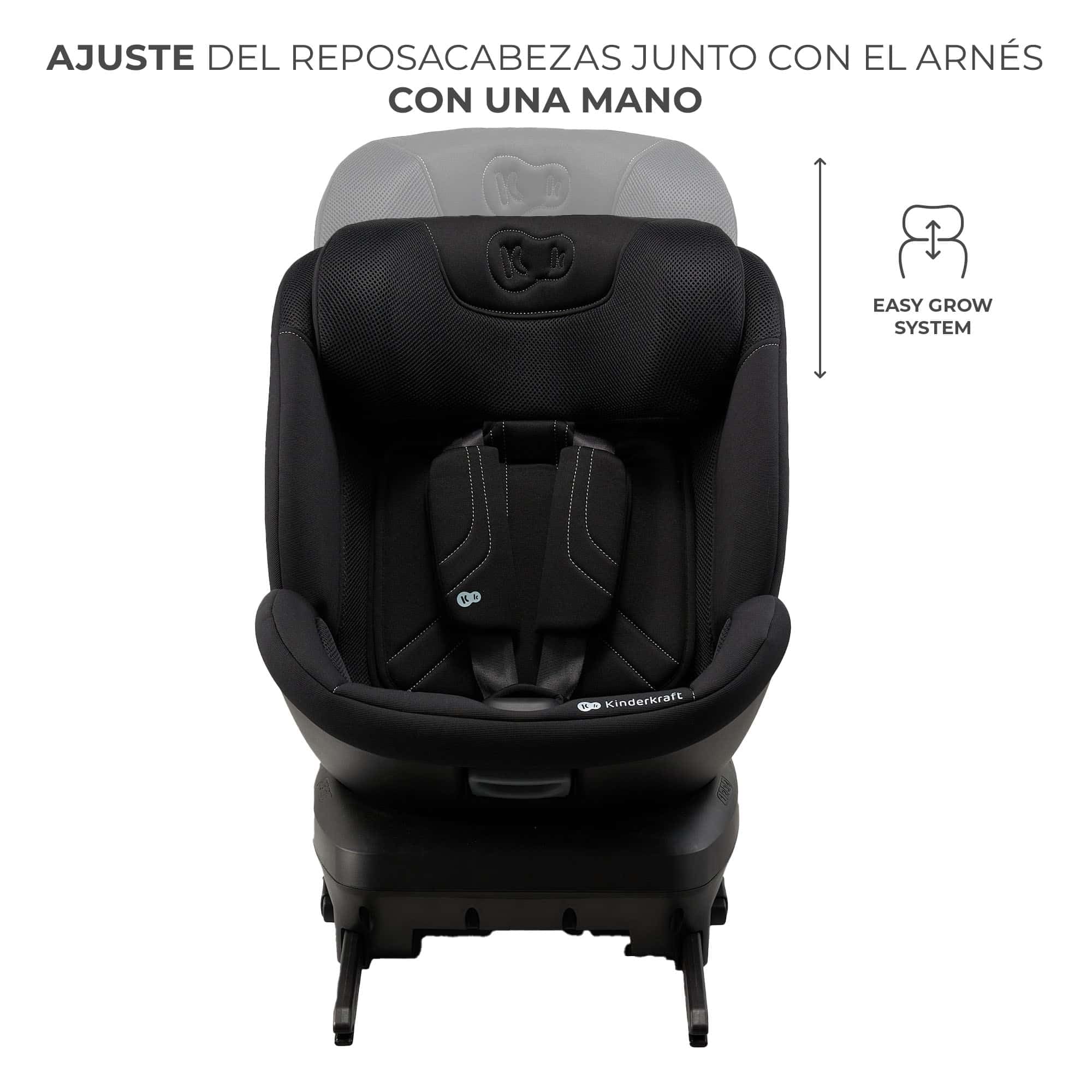 Kinderkraft XPEDITION 3 I-Size 40-150 cm, Silla coche bebé, para niños, Asiento giratorio 360º, Isofix base, Ajuste de la reclinación del respaldo, Protección lateral, Grupo 0+/1/2/3, 0-36 kg, Negro
