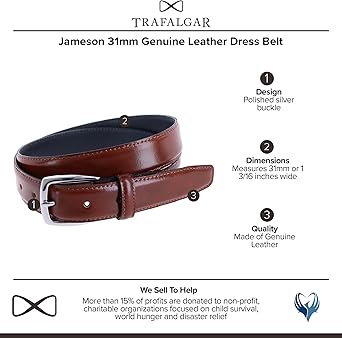 Trafalgar Men's Jameson 31mm Genuine Leather Dress Belt, Tan, 34 : Buy  Online at Best Price in KSA - Souq is now Amazon.sa: Fashion