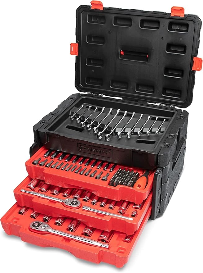 Crescent 229 Piece 1/4", 3/8" & 1/2" Drive Mechanics Hand Tool Set with 3 Drawer Storage Case - CTK229C