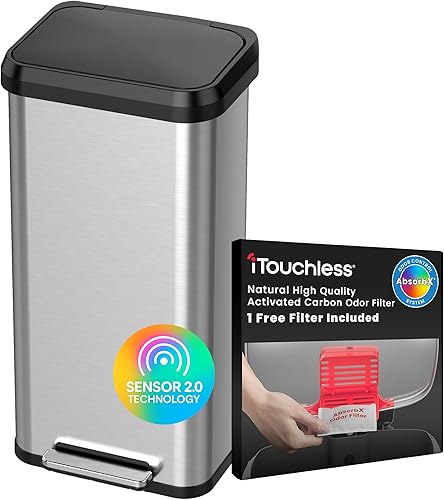 Miniatura 7 de iTouchless Cubo de basura de baño rosa con sensor de 3 galones, delgado, sin contacto, pequeño, automático, con tapa, control de movimiento