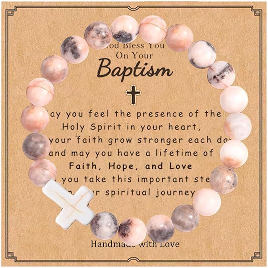 Baptism Gifts Cross Bracelet for Girl, First Communion Confirmation Bless Gifts for Teenage Girls Boys, Kindergarten Preschool Graduation Christening Gift for Daughter Granddaughter Godchild