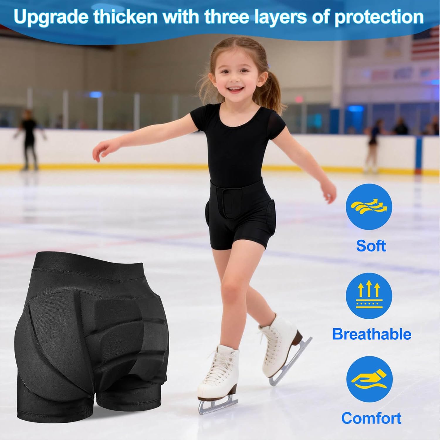 Upgraded Kids Padded Shorts for Snowboard Ski Skating Inline,Full Impact Protection Crash Pad Pants for Butt Hips Tailbone - Image 3
