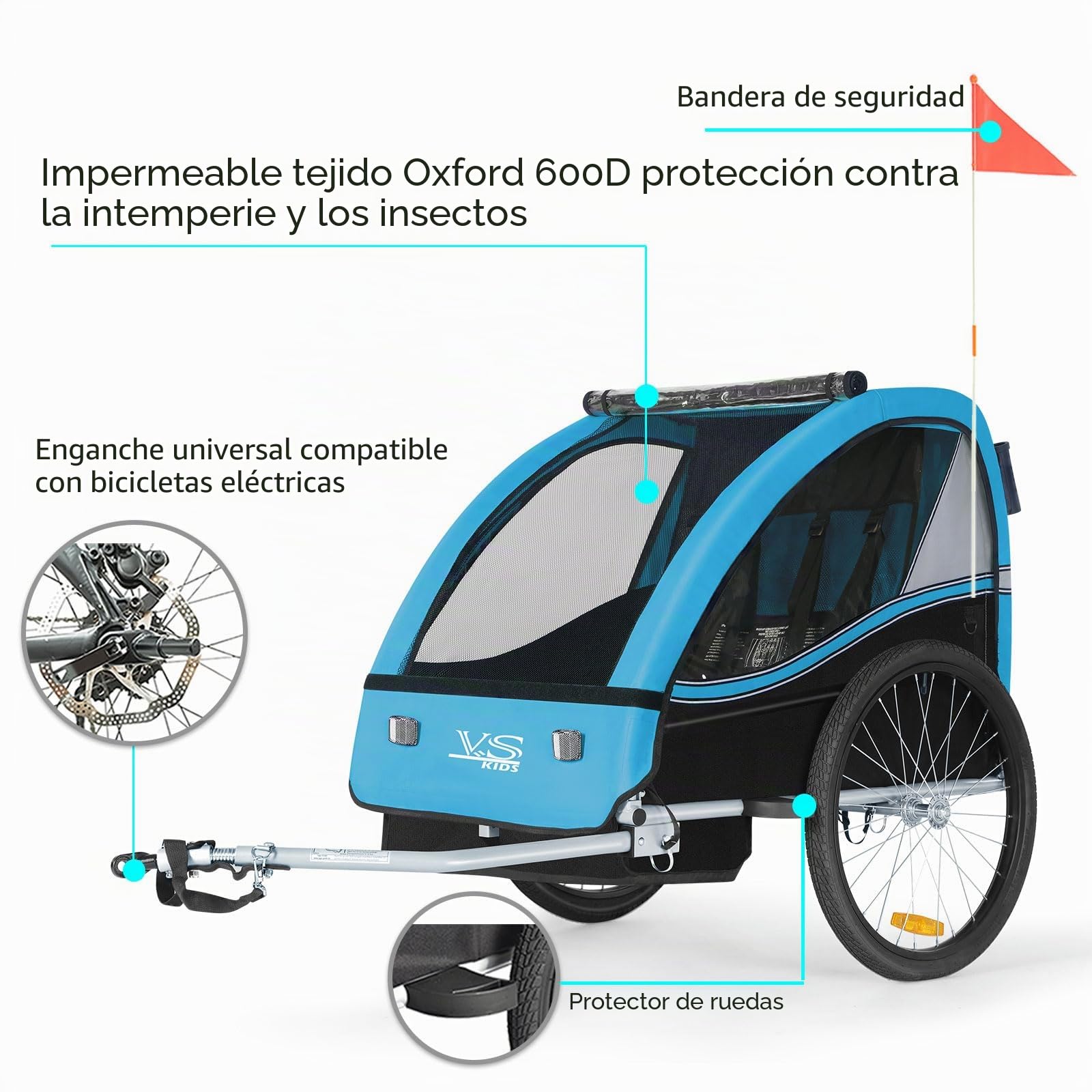 Tiggo VS 50202 Remolque infantil para bicicleta y cochecito 2 en 1