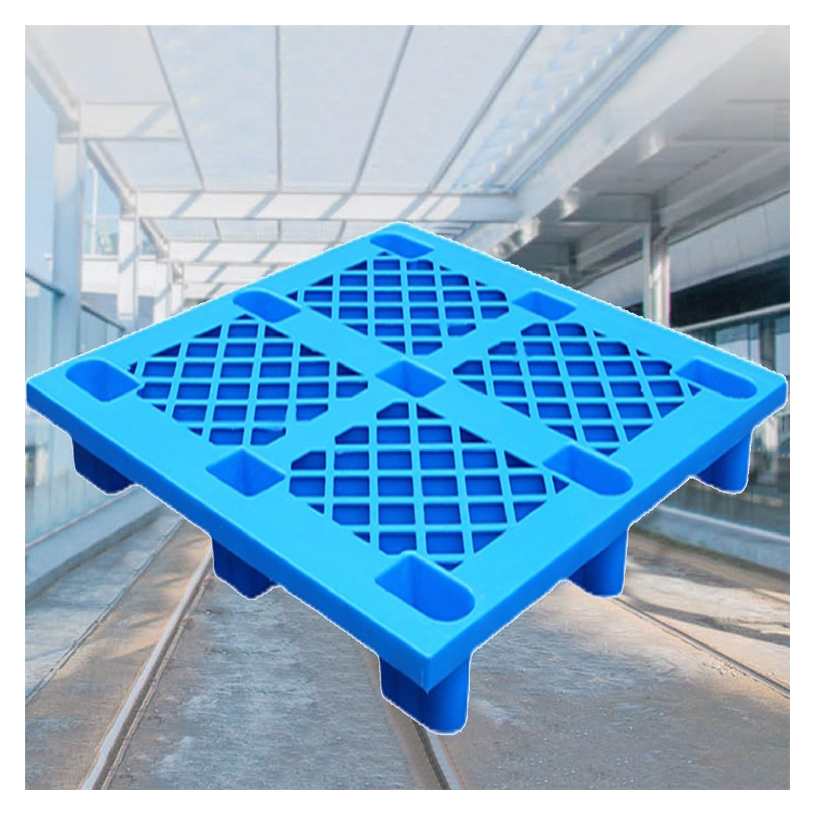 Bac à Peinture Industriel Bleu - Lot de 5 palettes de Confinement des déversements, Rangement en Plastique avec grilles, entrée pour Chariot élévateur à 4 Voies, 100 x 80 x 14 cm, Solution d