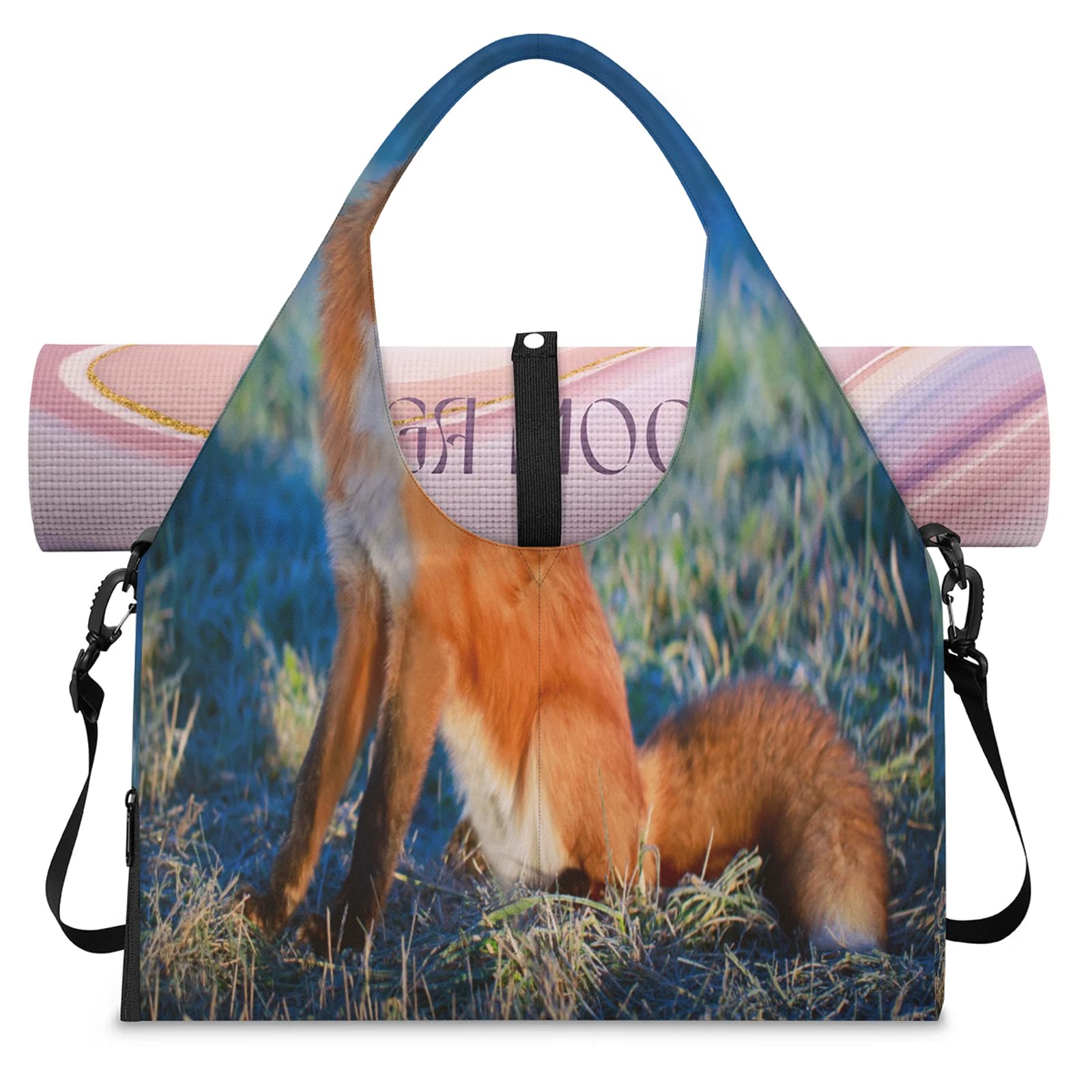 Red Fox sportowa torba sportowa z przegrodą na buty zwierzę lis weekendowe torby na noc torba na bagaż kabinowy torba na siłownię jogę podróż, Kolor, L, Torba podróżna