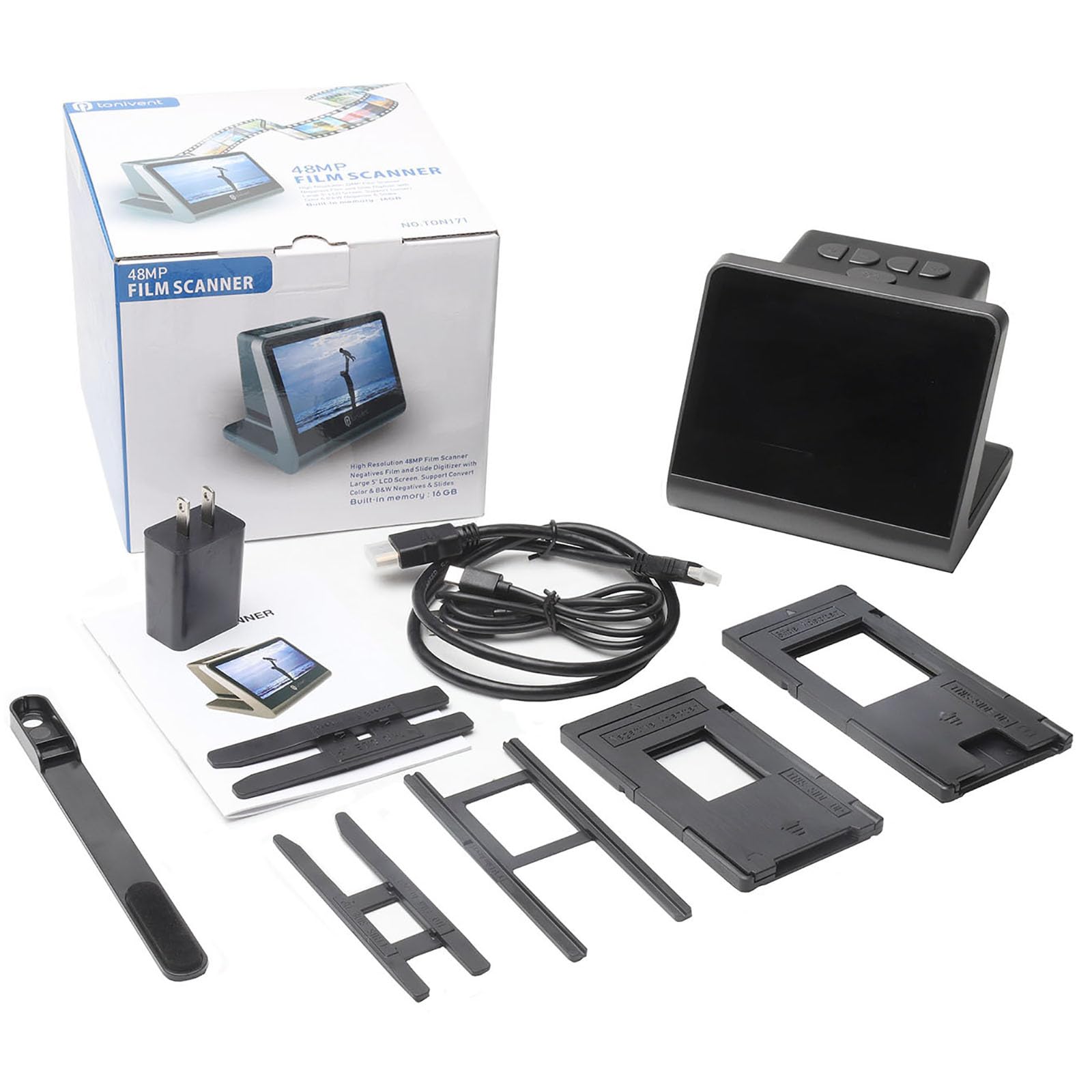 Scanner per pellicole con Schermo ad Alta Definizione da 24 MP/48 MP Pixel da 5 Pollici, Supporta pellicole Positive e Negative a Colori da 35 mm/135 mm/126 mm/110 mm/8 mm