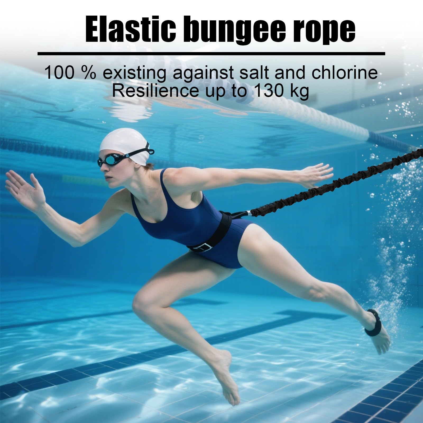 Cinturón de resistencia de natación ajustable, elástico para nadar en la piscina, 2,5 - 9 m, eficaces ayudas para el entrenamiento de niños y adultos
