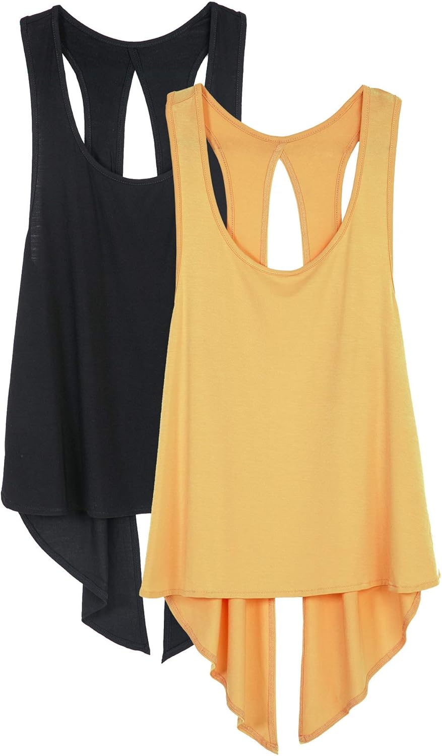 icyzone Tie Back Yoga Tops for Women, Lightweight Workout Athletic Tanks, Breathable Gym Shirts