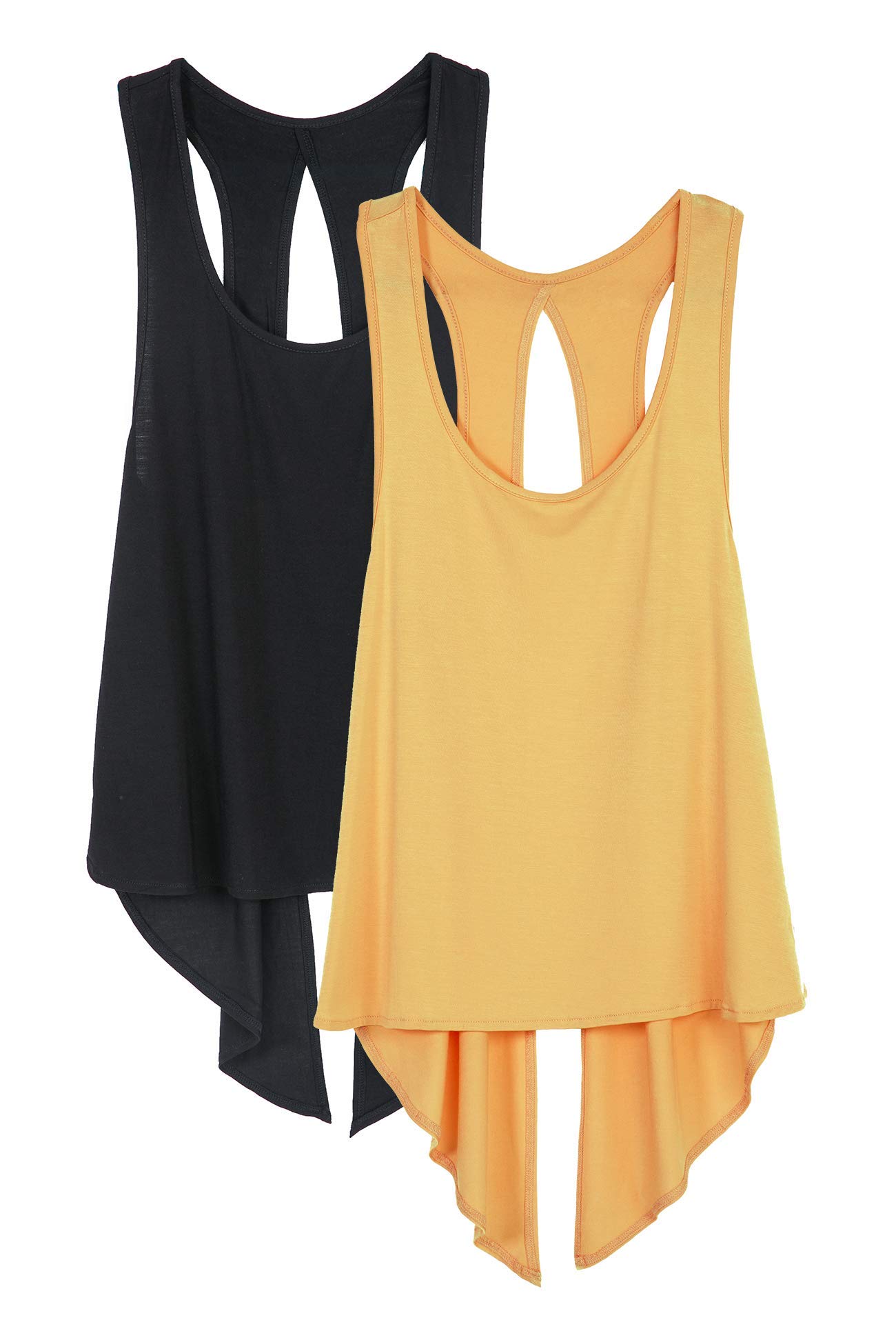 icyzone Tie Back Yoga Tops for Women, Lightweight Workout Athletic Tanks, Breathable Gym Shirts