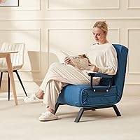 Vista 9 de Sillón convertible para cama, sillón tapizado de tres pliegues con almohada, sofá plegable de ocio con respaldo ajustable de 6 ángulos, cama