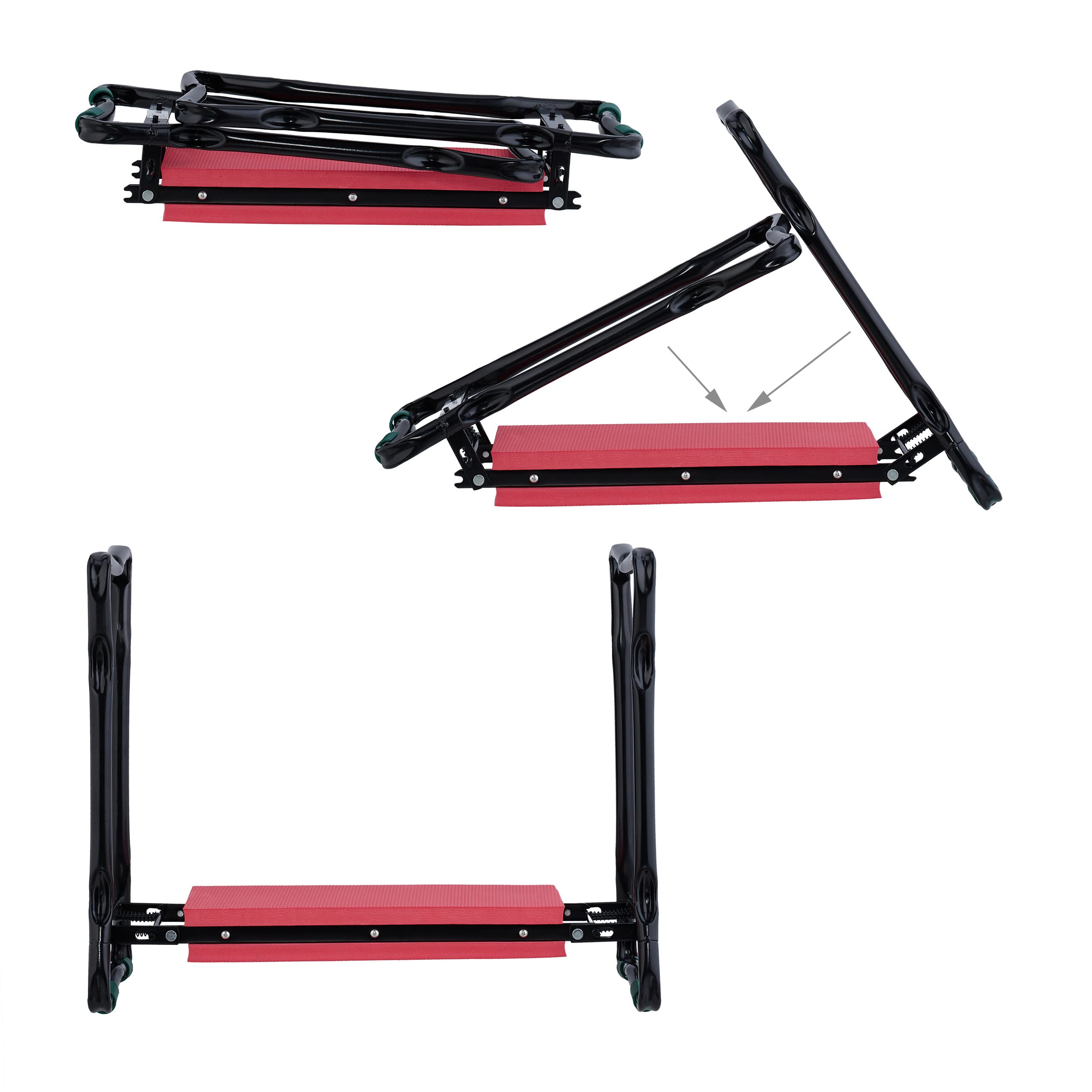 Relaxdays Tapis pour Le Jardinage, avec Pochettes, ménage Vos articulations, Charge Max. :150 kg, Pliable, Noir/Rouge