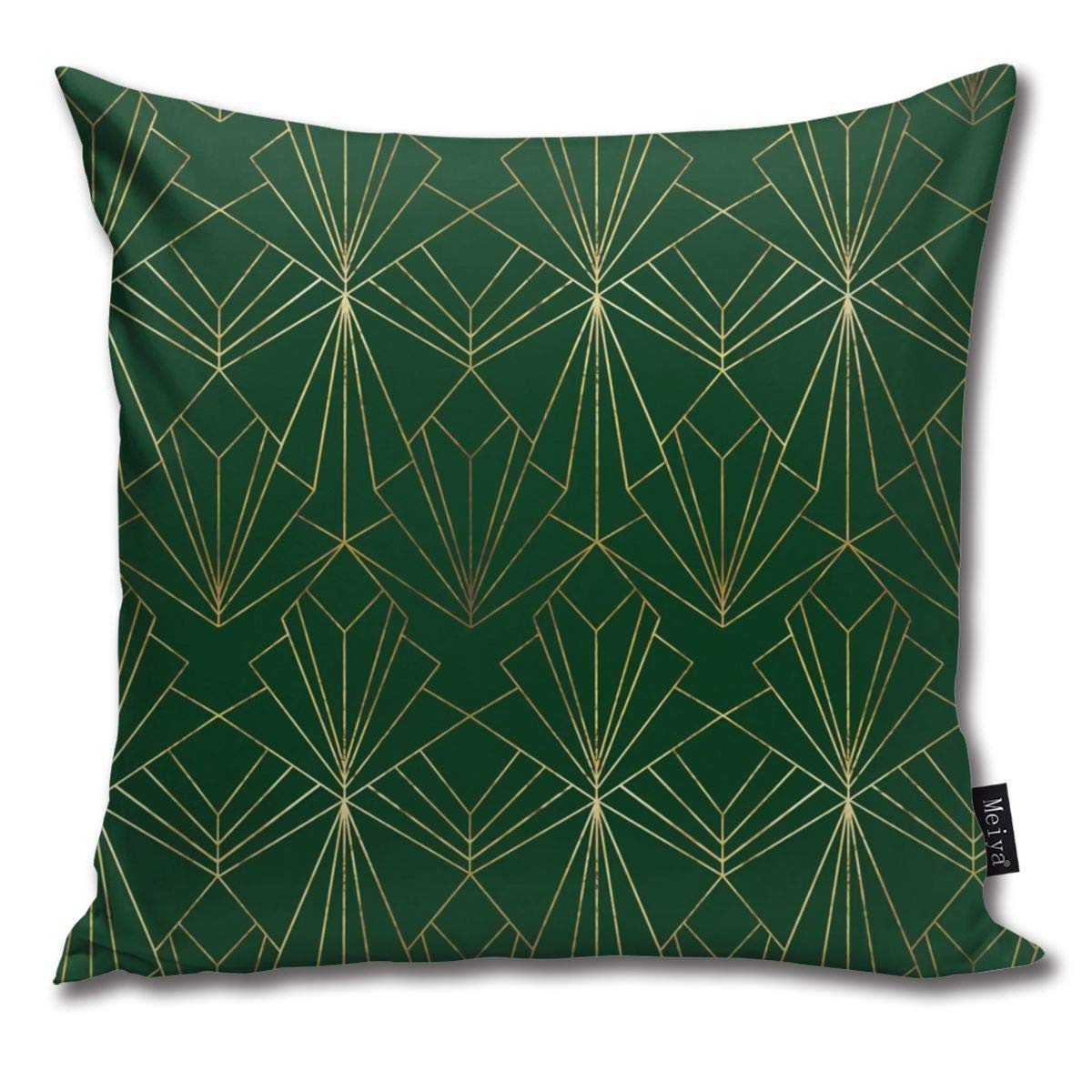 Rasyko Art Deco On Emerald Green Home Decorative Throw Pillow Case Cushion Cover for Gift Home Couch Bed Car 18X18inch