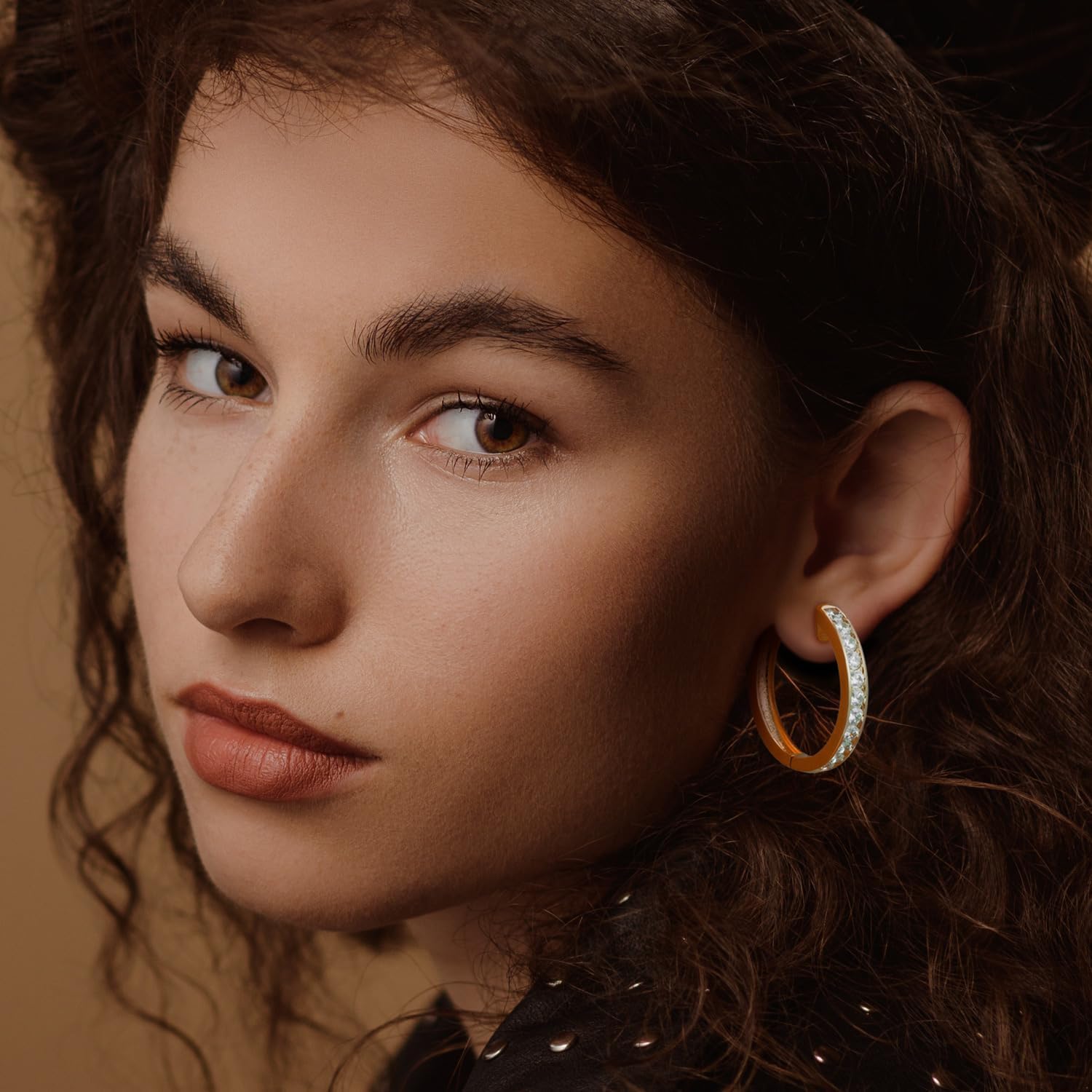 14K Gold Huggie Hoop Earrings for Women Small Gold Hoop Earrings Hoops Earring with Round Cubic Zirconia 12mm 30mm - Image 3