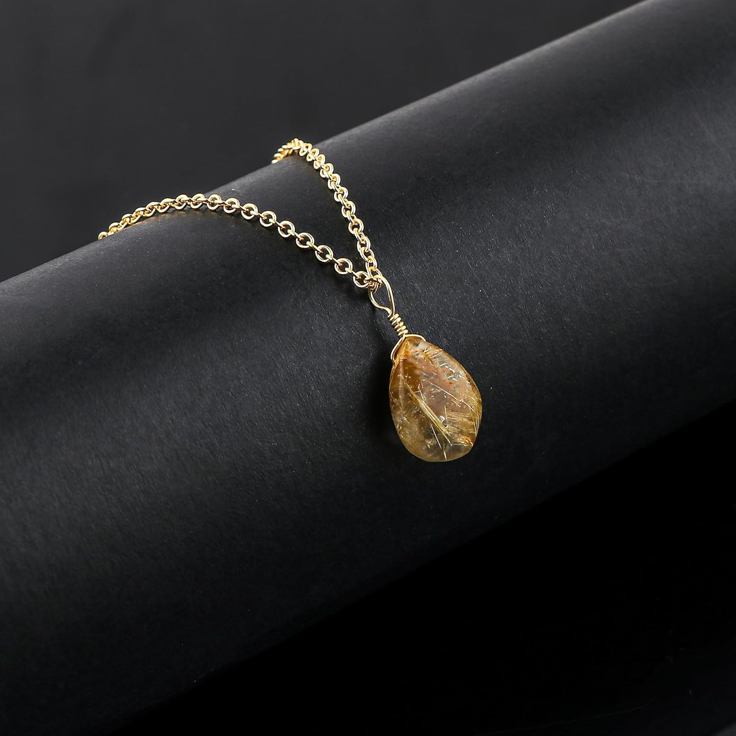 AAA Grade Natural Gemstones Dainty Necklace, Polished Stones Pendant, Handmade Bohemian Jewelry, 14K Gold Plated Adjustable Chain, Healing Crystals, Christmas Gift for Women, 18inch - Image 4