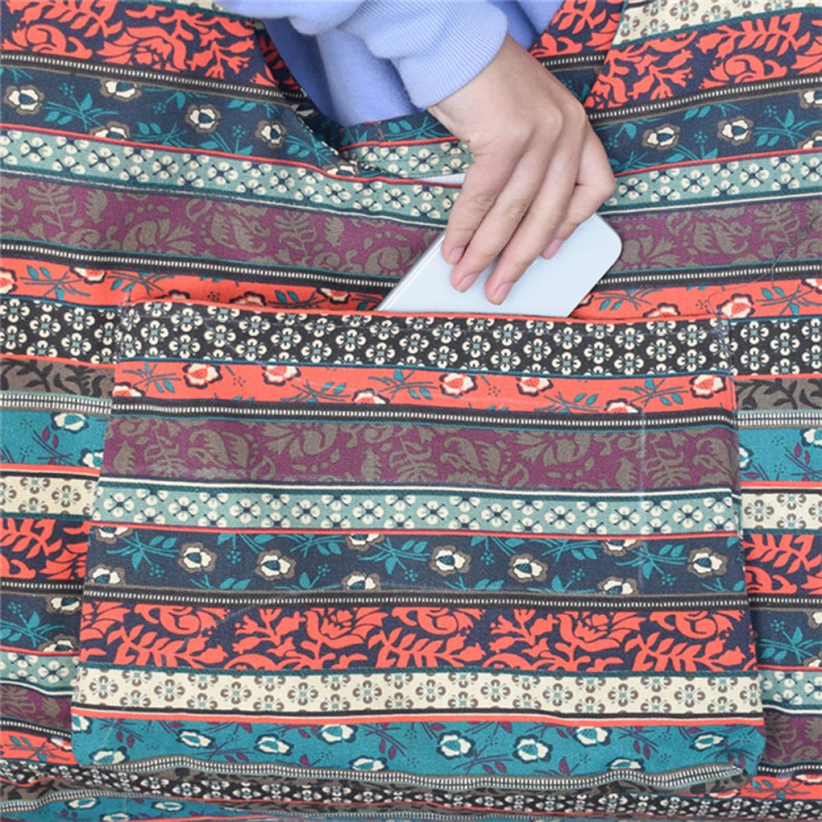 Vaguelly Ethno Yogamattentasche aus Canvas, Große Schultertasche