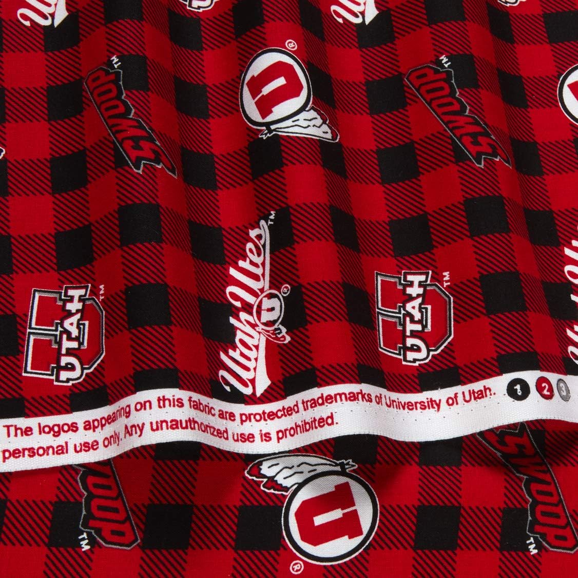 NCAA Utah Utes Buffalo Plaid Cotton, Fabric by the Yard