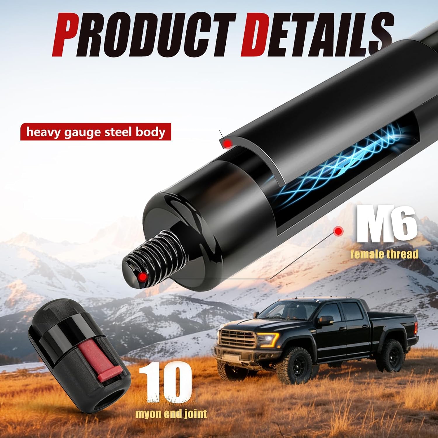 Vepagoo 24inch 60lb/267N Gas Struts Shocks Lift Support Spring for Tonneau Cover Truck Pickup Bed RV Door Replacement Sturt SE24OTHER60 Set of 2