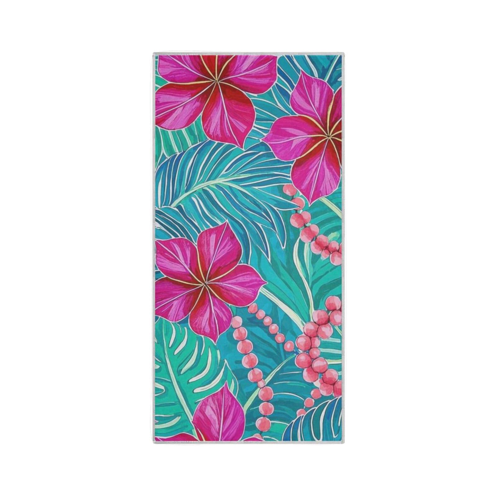 Yoogain Bright Tropical Leaf Flower Blue Magenta Microfiber Shower Towels Quick Dry Towel Bath Cleaning washcloths Small Hand Towels for Gym Sports Towel 30