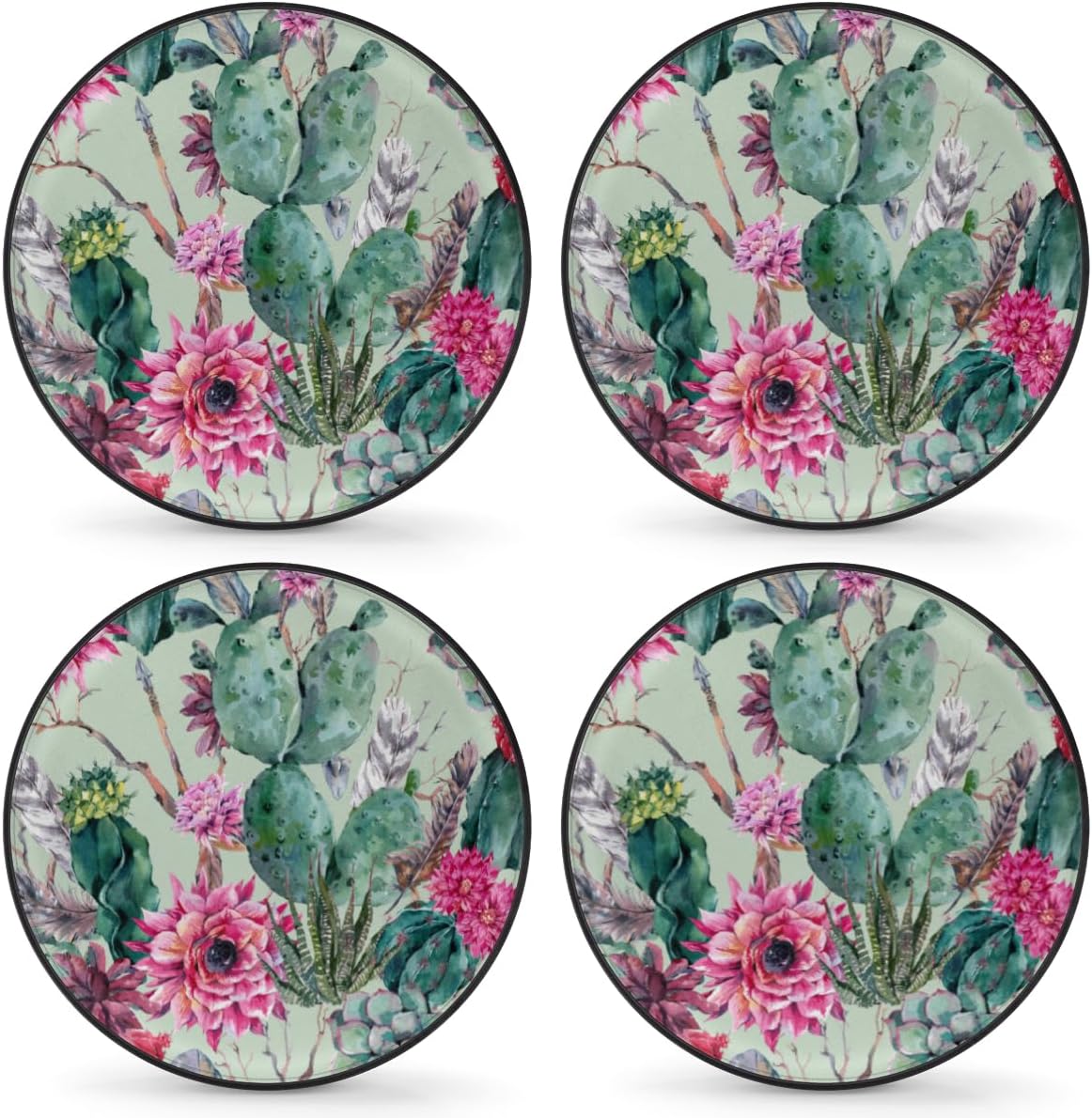 Tropical Cactus Flower Tire Covers Portable Spare Tire Cover Soft Durable Waterproof Dustproof Set of 4 Bags 14 Inches for Car Truck SUV Trailer Camper