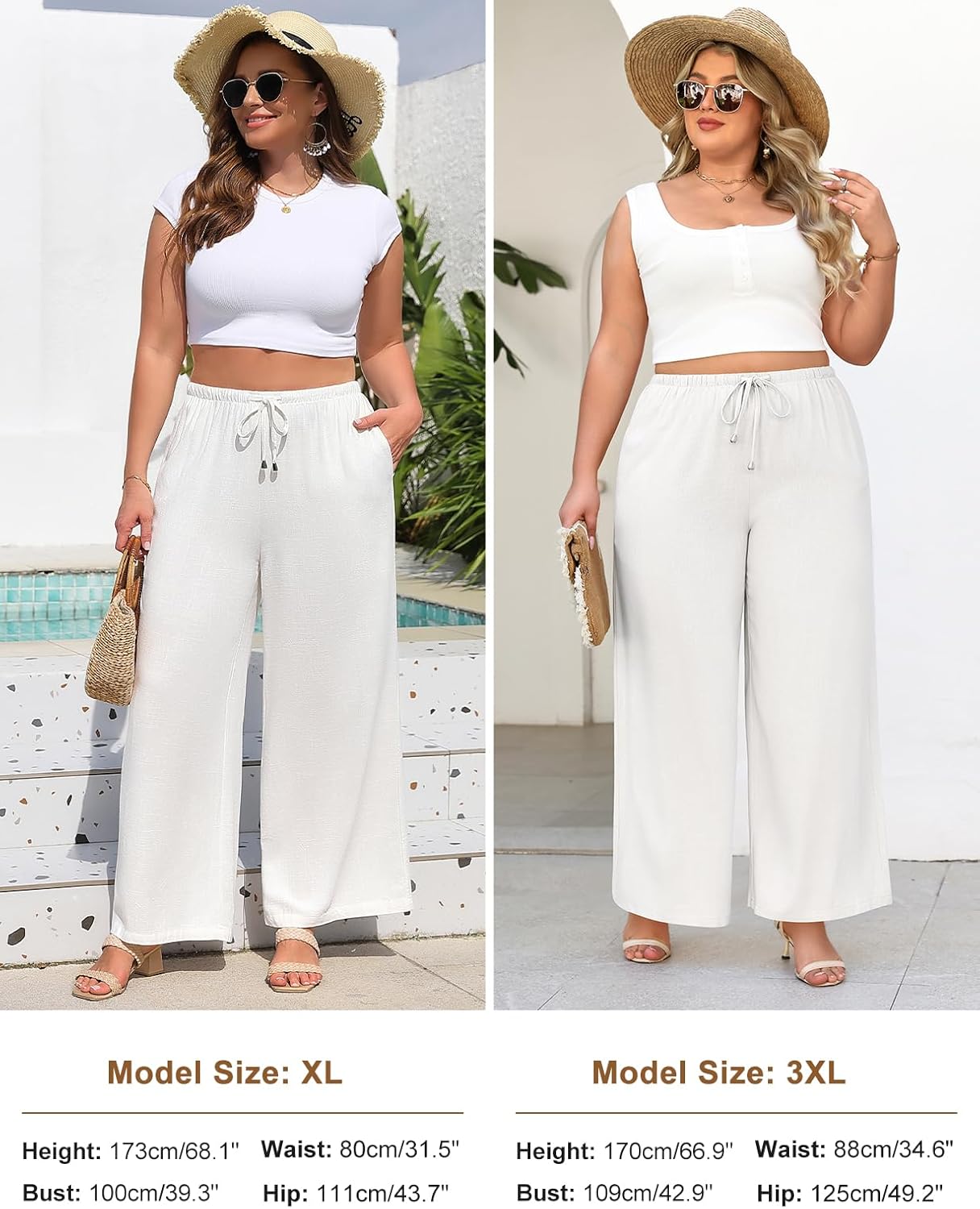 Plus Size Linen Pants Women Wide Leg Pants 2026 Summer Palazzo Pant Flowy Beach Boho Pants Casual Work Trousers XL-4XL - Image 6