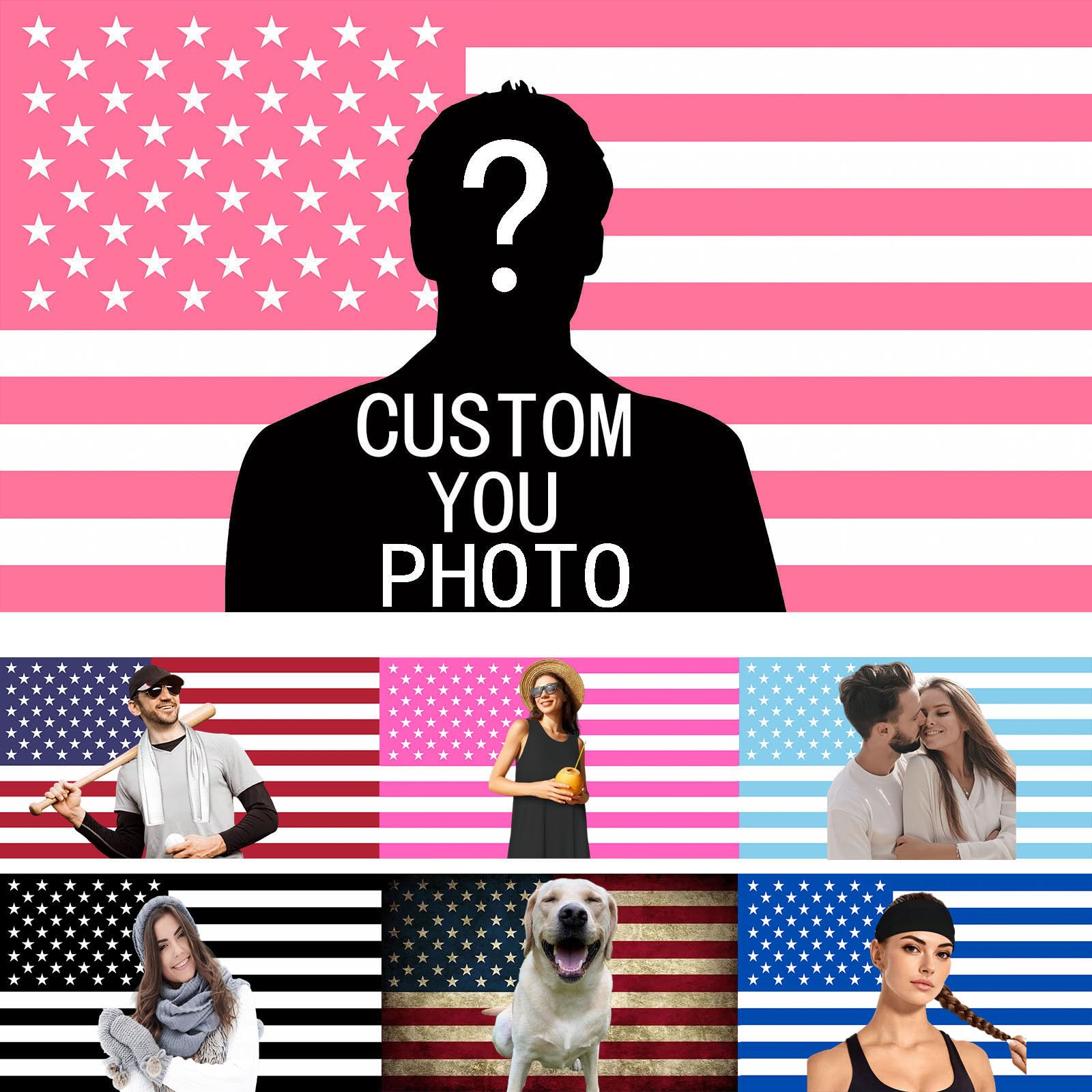 JJWWAMAP Custom Pink American Flag 3x5FT. Add Your Photo Text. Personalized Custom Flag Banner Tapestry For Indoor And Outdoor Wall Decoration In