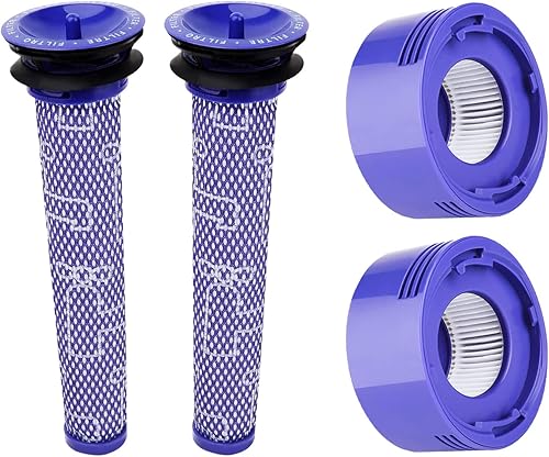 Miniatura 1 de Kit de filtros para aspiradora Dyson V7, V8 Animal y Absoluta, 2 piezas de repuesto (DY-96566101) y 2 paquetes de post- filtro (DY-96747801)
