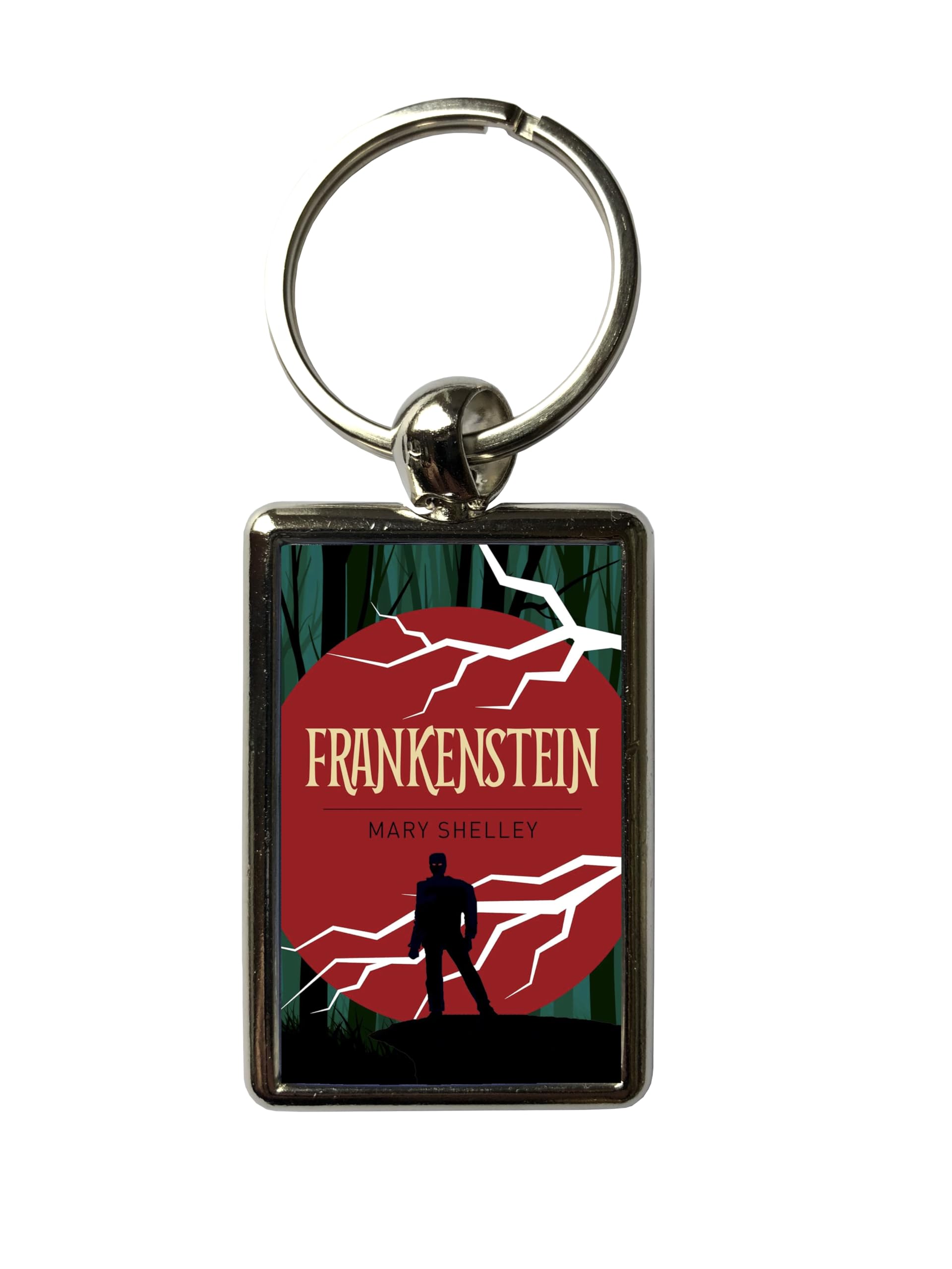 Super Universe Unisex Chrome Frankenstein By Mary Shelley Metal Keyring – Gothic Literature Horror Gift