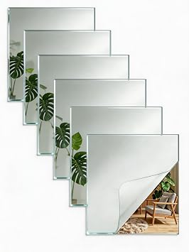 6 Pack Acrylic Mirror 20x20cm 2mm Thick