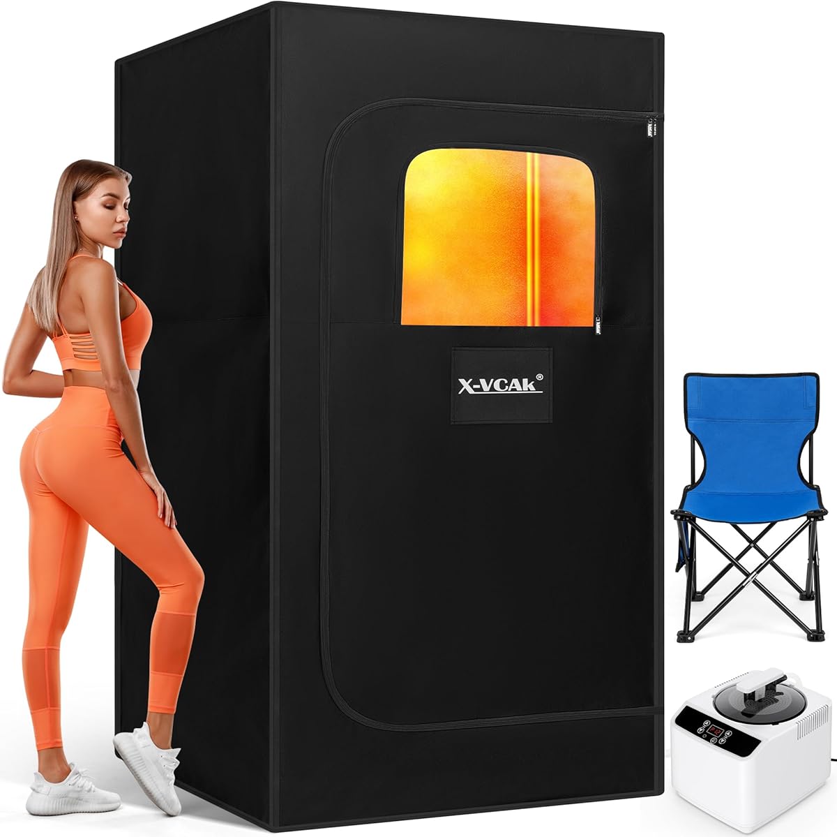 Amazon.com : X-Vcak Upgraded Portable Sauna, Steam Sauna for Home with Steamer, Remote Control, Folding Chair, 9 Levels, 2.6’ x 2.6’ x 5.9’