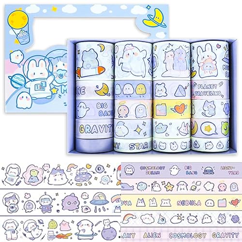 Lindo juego de cinta washi  20 rollos, juegos de cinta adhesiva decorativa estética de animales kawaii para álbumes de recortes, manualidades para
