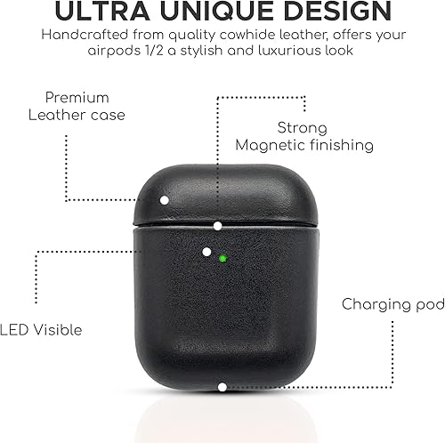 Miniatura 5 de Funda de piel auténtica para Airpods  Funda para Airpod de 1 generación y funda para Airpod de 2 generación compatible con Magsafe y soporta carga