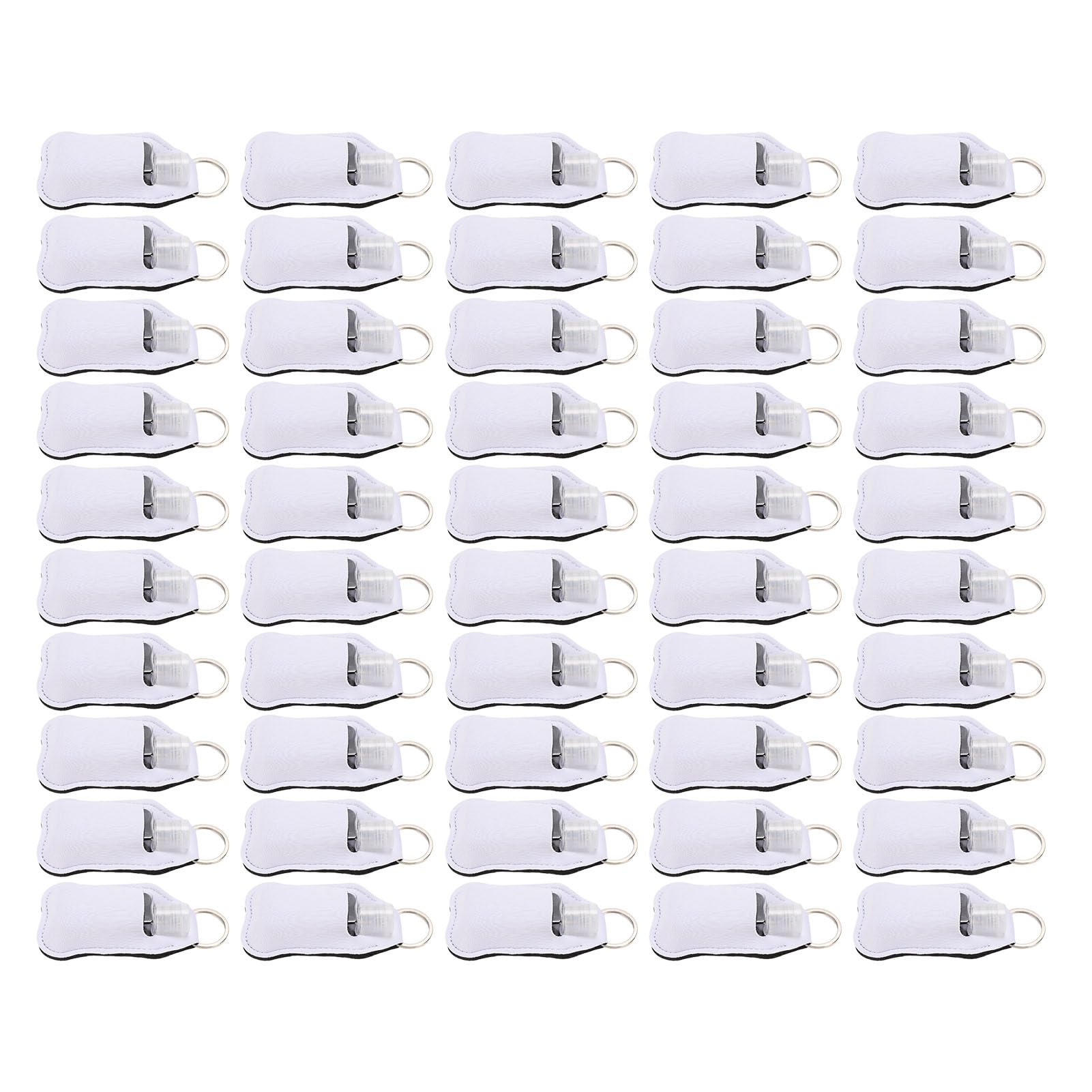 Juego de 50 Portabotellas de Viaje Vacías, Kit de Botella de Viaje Reutilizable de 30 Ml con Tapa Abatible y Ganchos para Llavero para Loción Desinfectante de Manos, Artíc (Blanco)