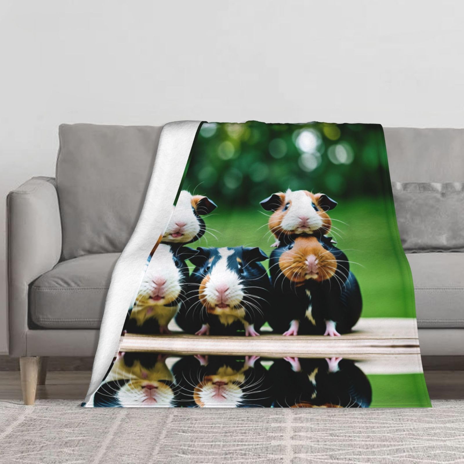 Cute Cavyes Flannel Blanket Super Soft Cozy Lightweight Throw Blankets for Couch Sofa Bed, 60 X 50 in